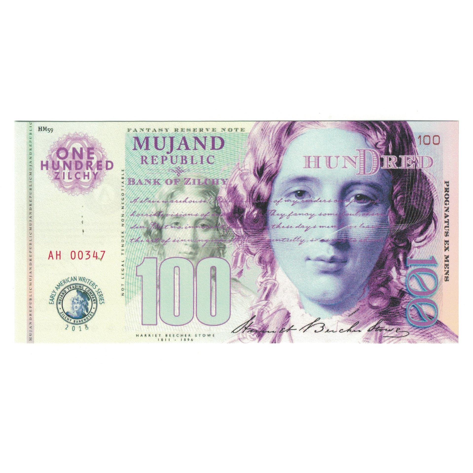 Nota, Provas privadas / não oficial, 2013, FANTASY BANKNOTE 100 ZILCHY MUJAND