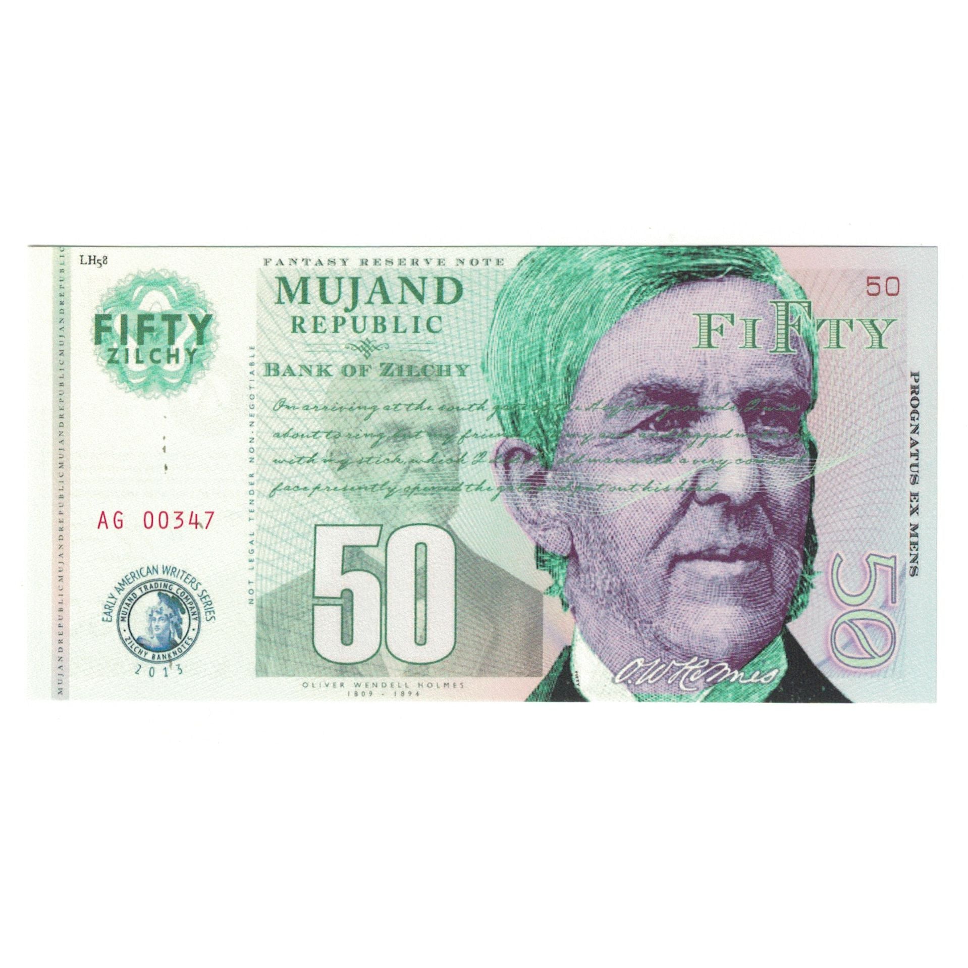 Nota, Provas privadas / não oficial, 2013, FANTASY BANKNOTE 50 ZILCHY MUJAND