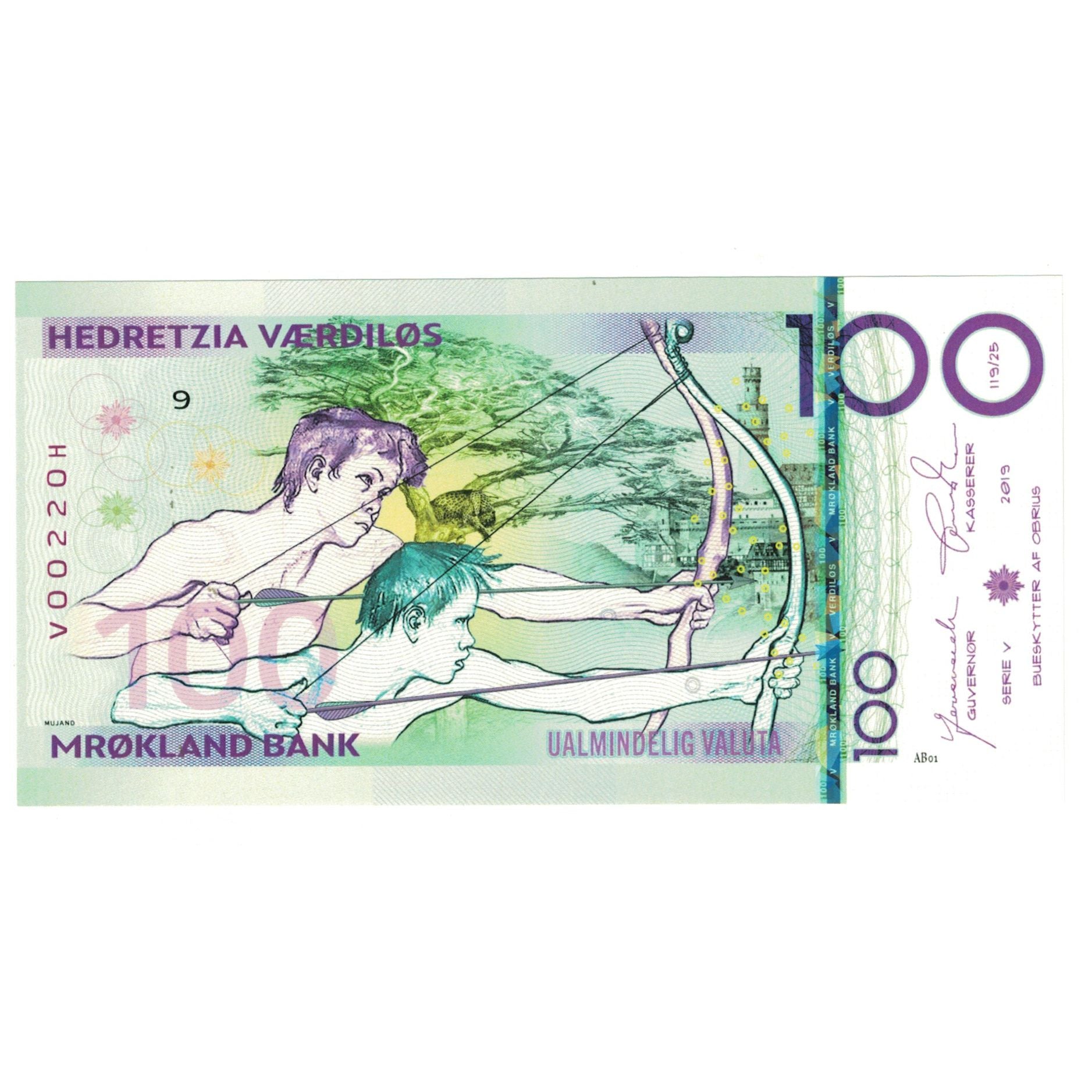 Geldschein, Vereinigte Staaten, Tourist Banknote, 2019, 100 VAERDILOS MROKLAND