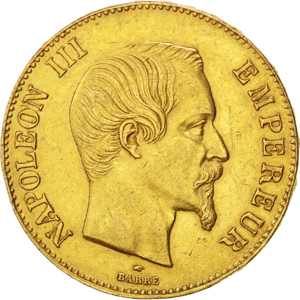 Moneta, Francia, Napoleon III, Napoléon III, 100 Francs, 1858, Paris, BB+, Oro