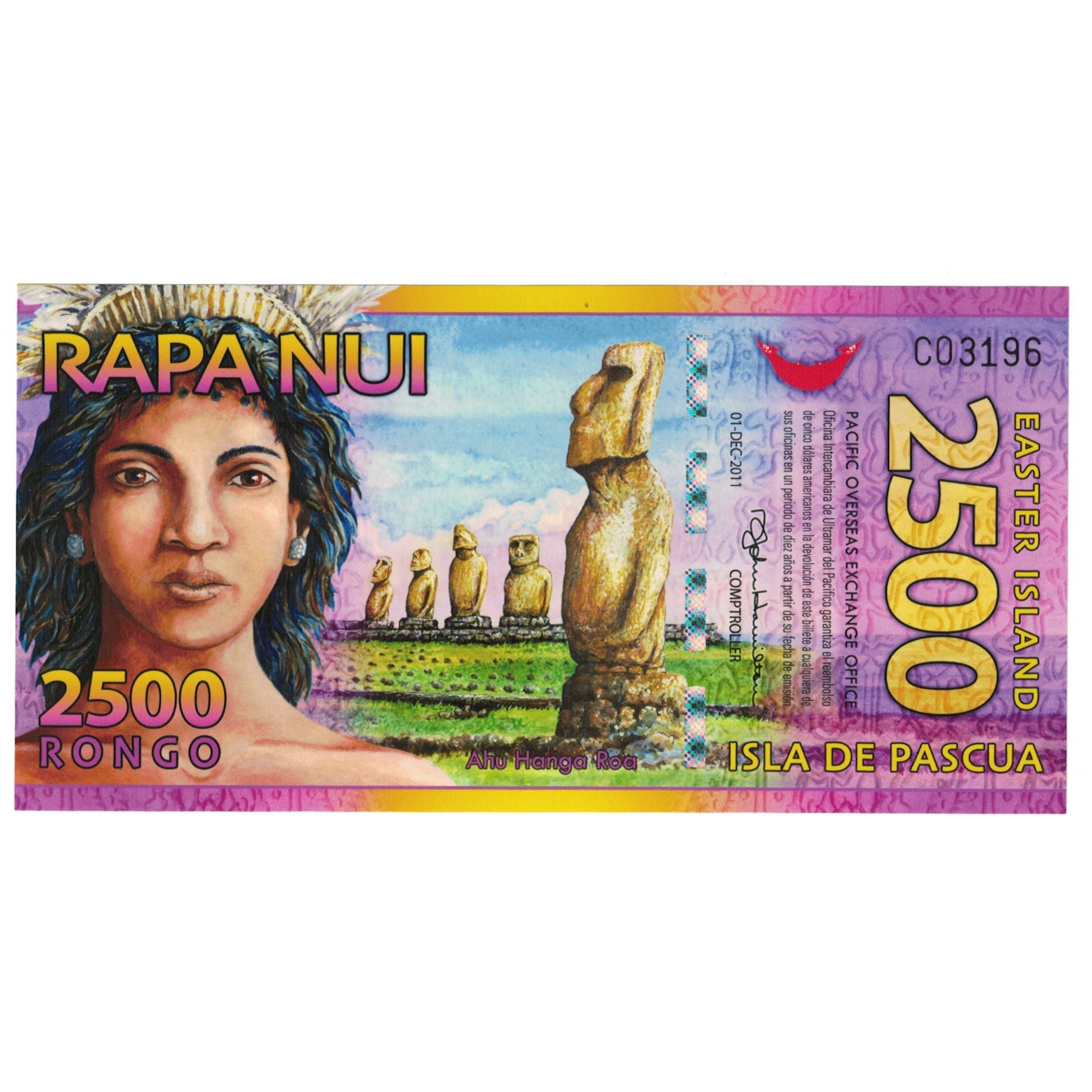 Biljet, Chili, Tourist Banknote, 2500 RONGO ISLA DE PASCUA, NIEUW