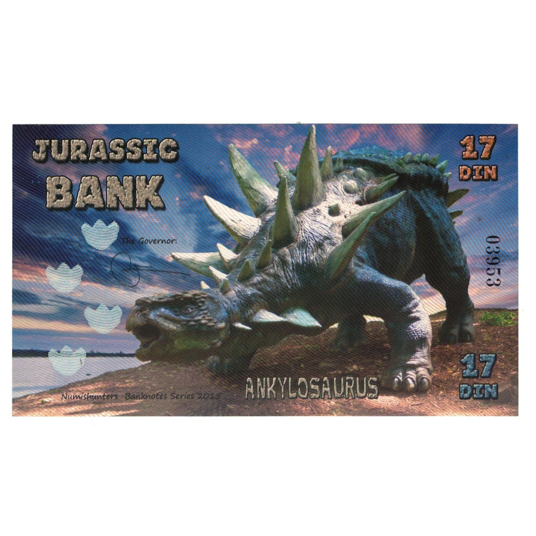 Banknote, Spain, Tourist Banknote, 2015, JURASSIC BANK 17 DIN, UNC(65-70)