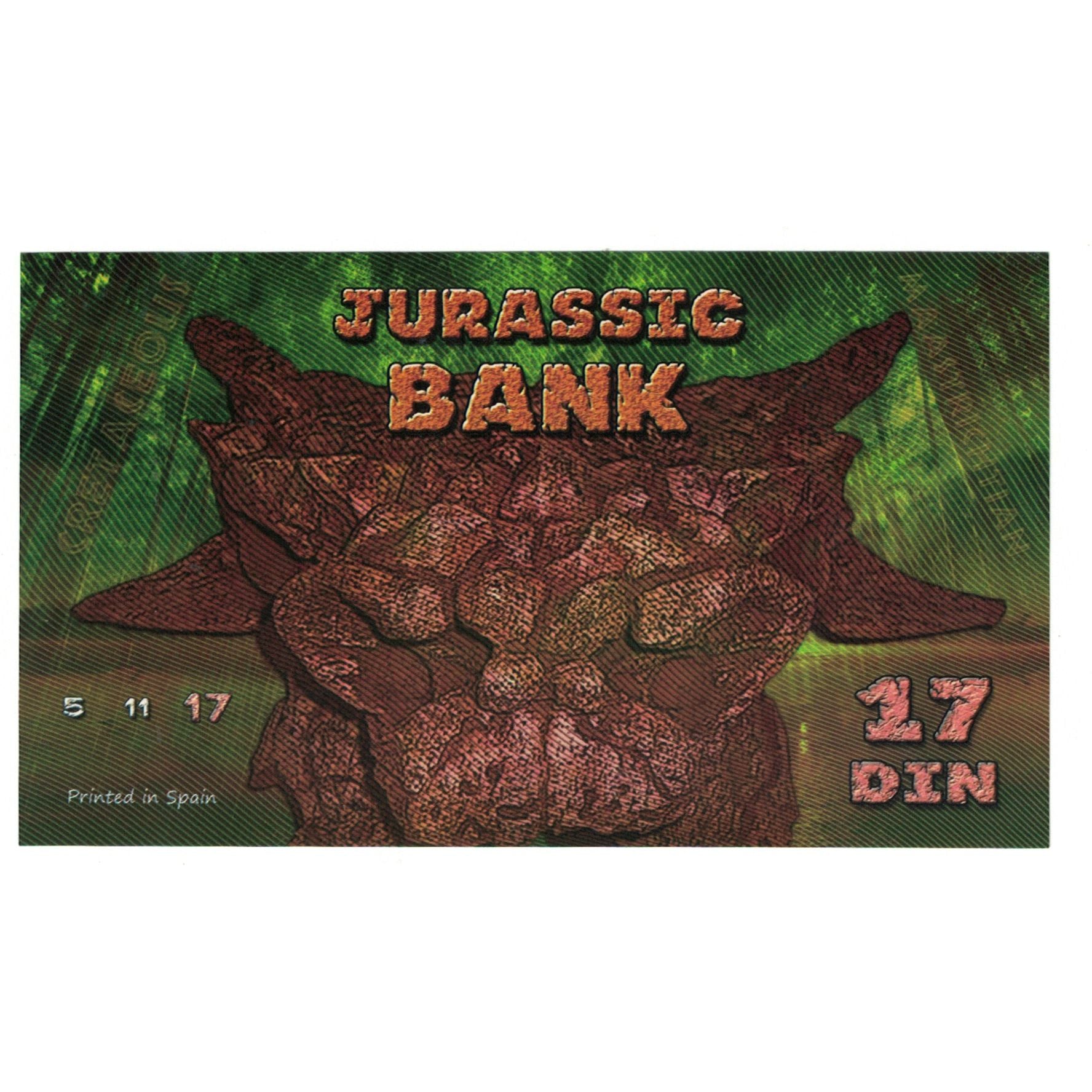Banknote, Spain, Tourist Banknote, 2015, JURASSIC BANK 17 DIN, UNC(65-70)
