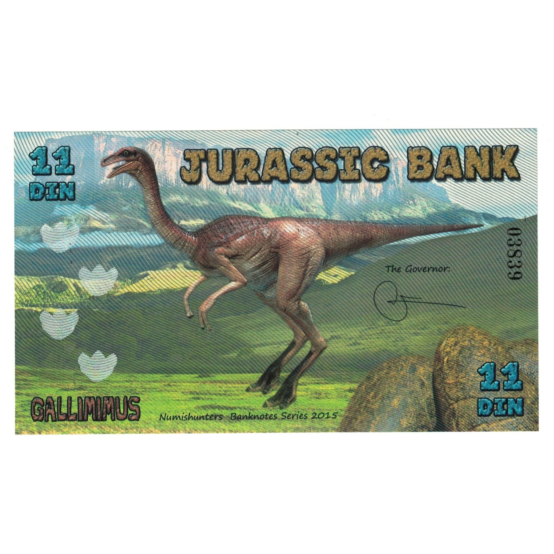 Banknote, Spain, Tourist Banknote, 2015, JURASSIC BANK 11 DIN, UNC(65-70)