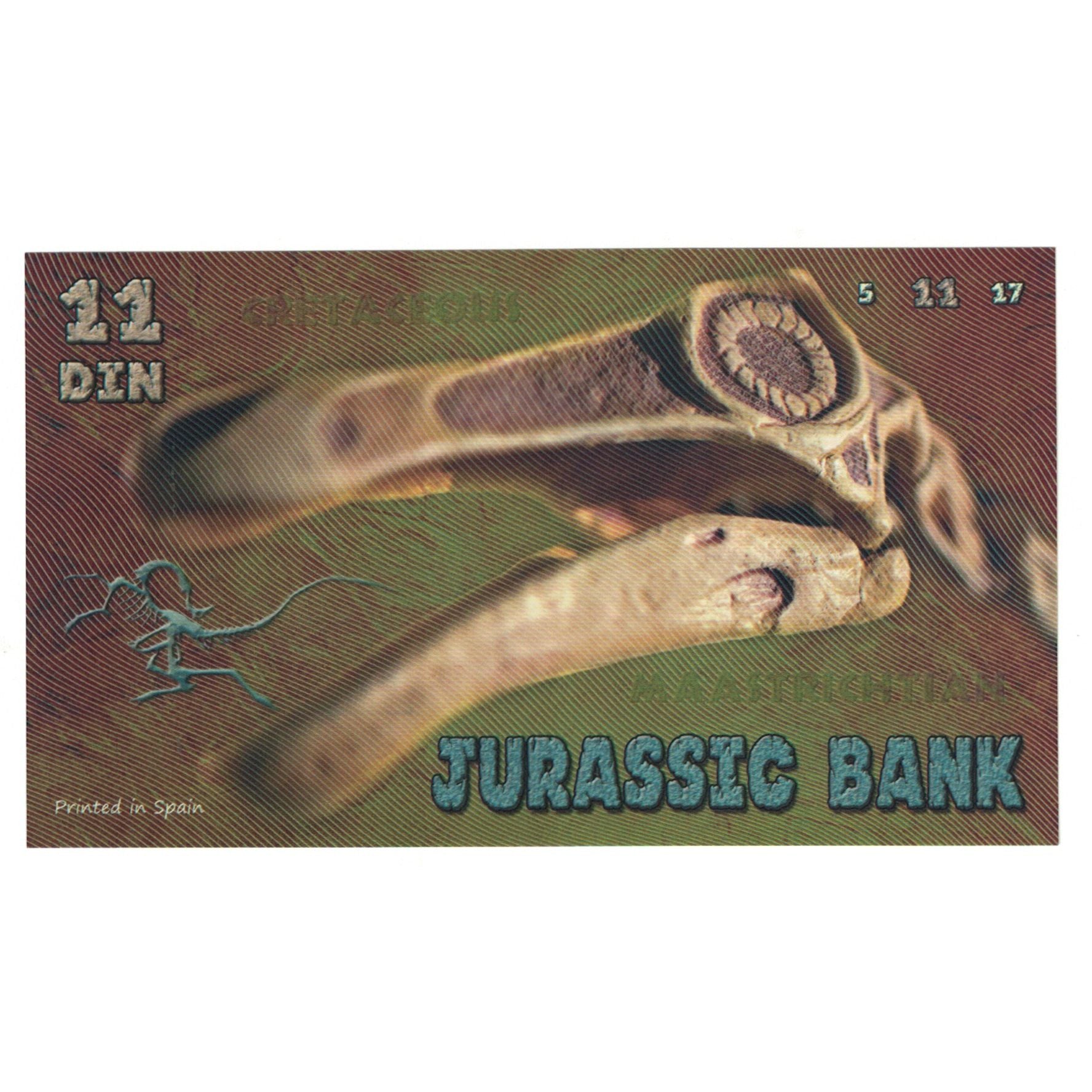 Banknote, Spain, Tourist Banknote, 2015, JURASSIC BANK 11 DIN, UNC(65-70)