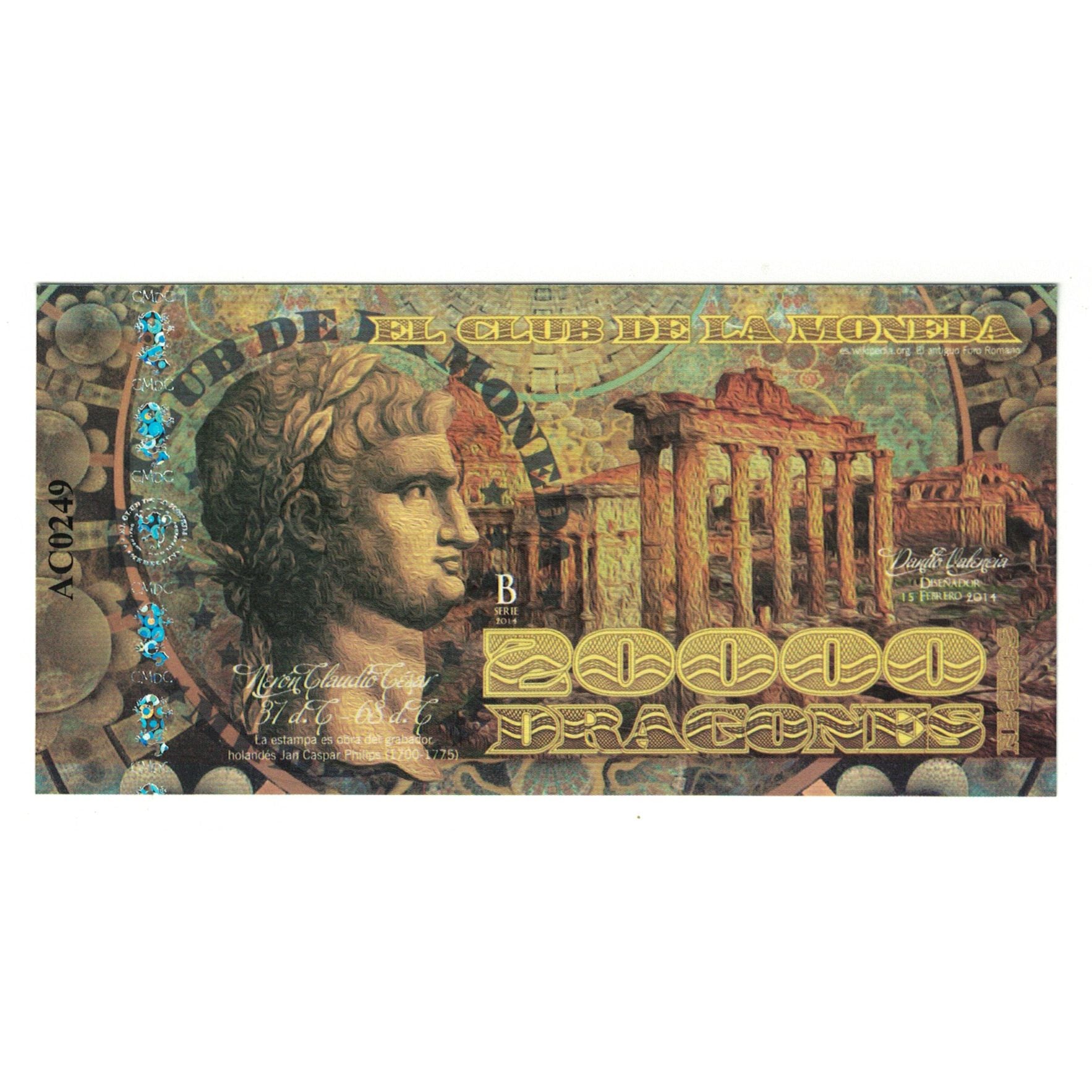 Banknote, Colombia, Tourist Banknote, 2014, 2014-02-15, 20000 DRAGONES EL CLUB