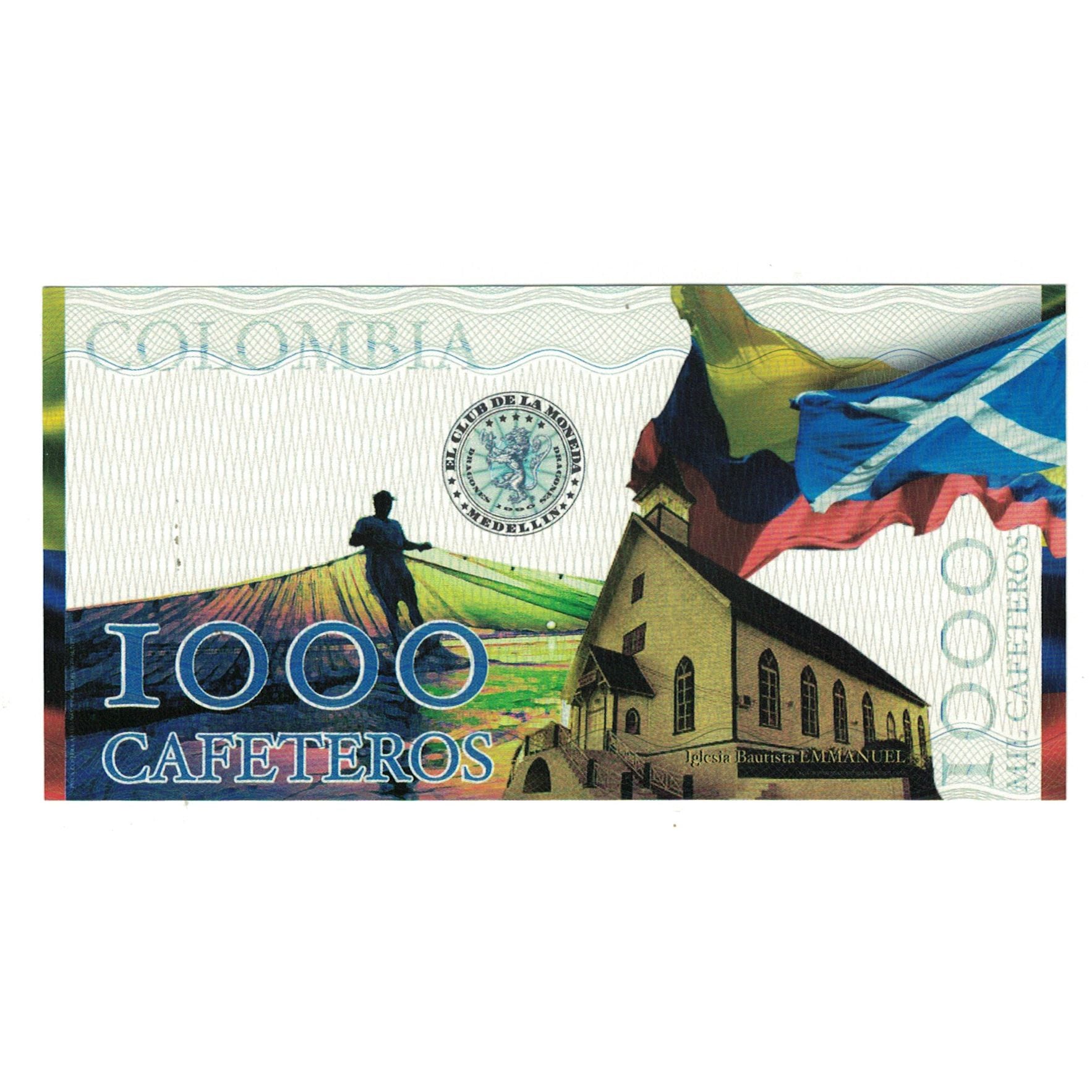 Banknote, Colombia, Tourist Banknote, 1000 CAFETEROS EL CLUB DE LA MONEDA