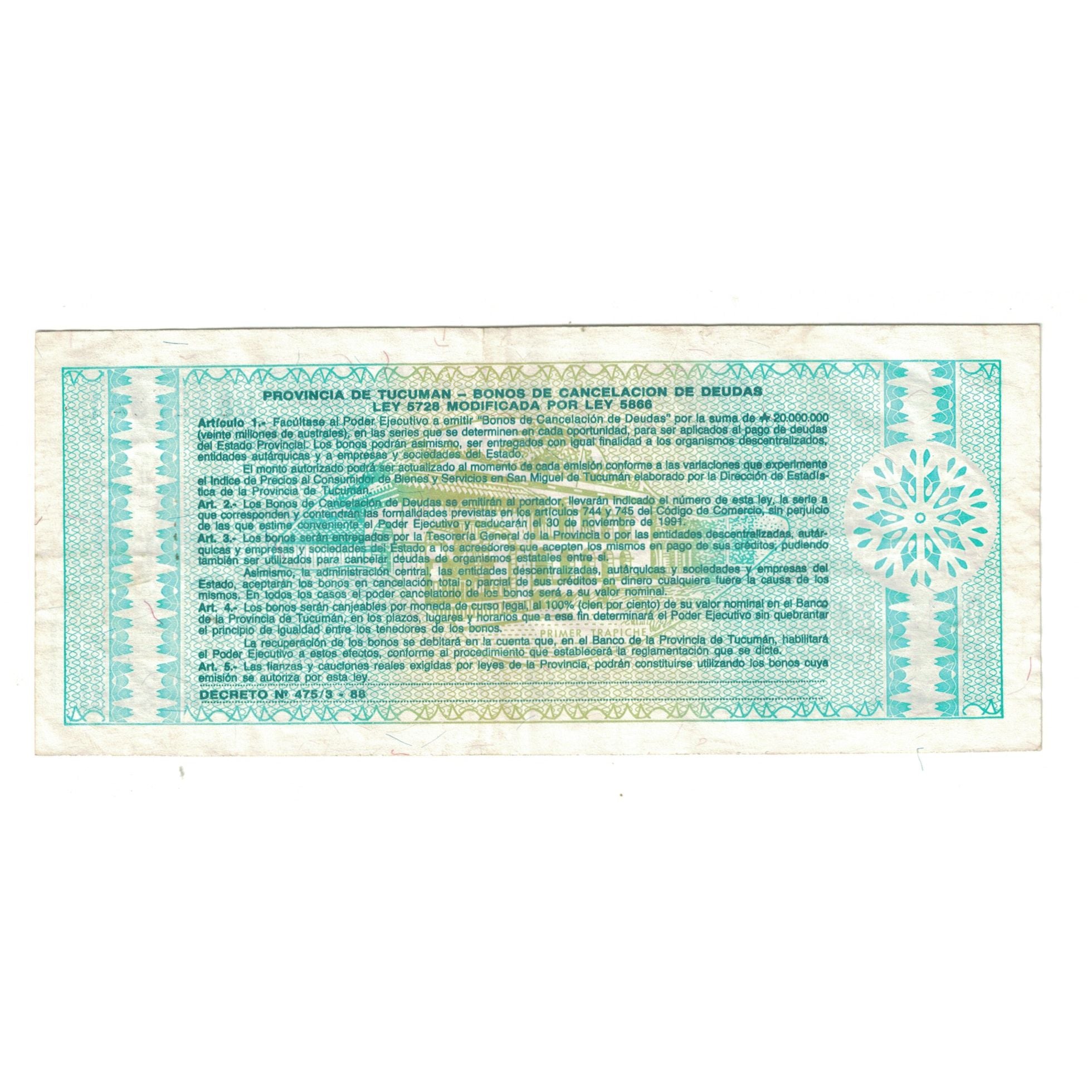 Billet, Argentine, 1 Austral, KM:S2711b, TTB