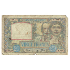 France, 20 Francs, Science et Travail, 1940, N.1398660, B, Fayette:12.9, KM:92b