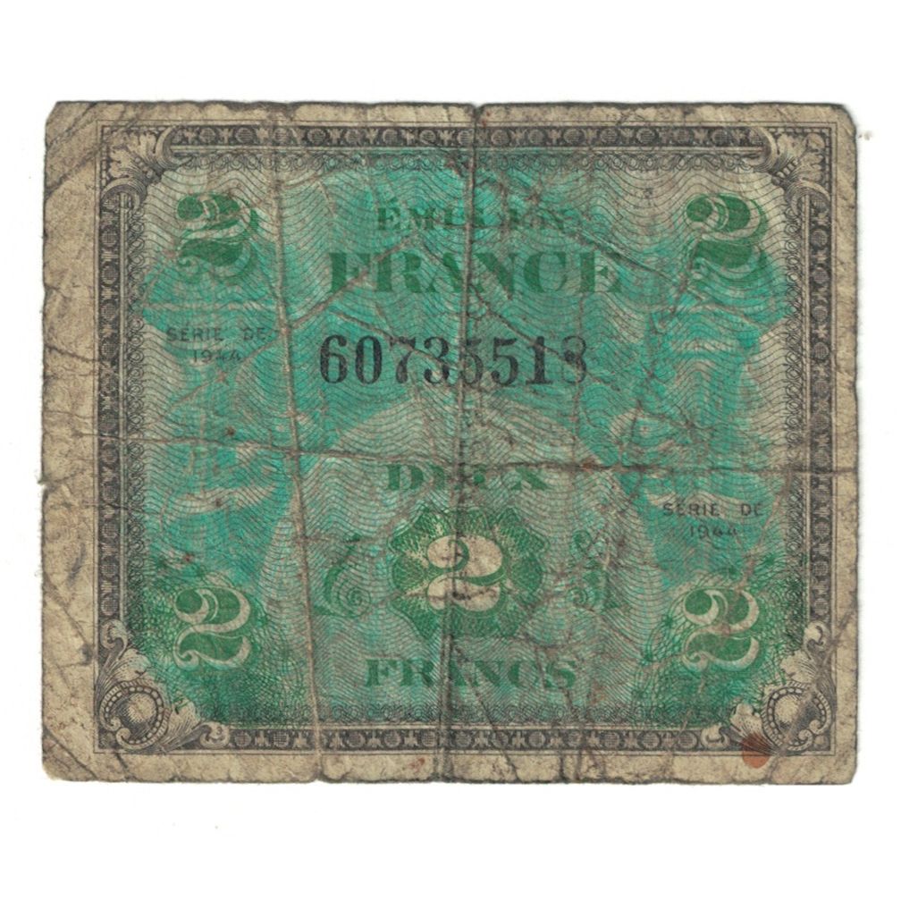Frankreich, 2 Francs, Flag/France, 1944, SGE+, Fayette:16.3, KM:114a