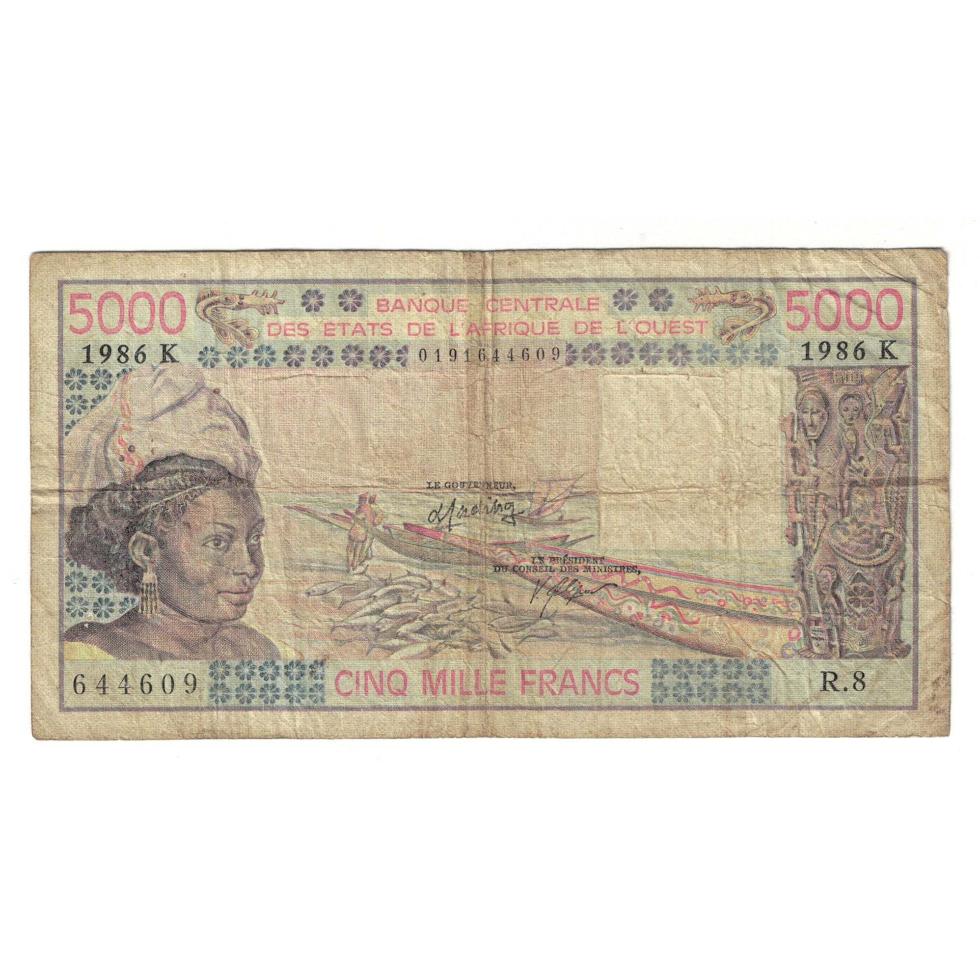 Nota, Estados da África Ocidental, 5000 Francs, 1986, Undated (1986)
