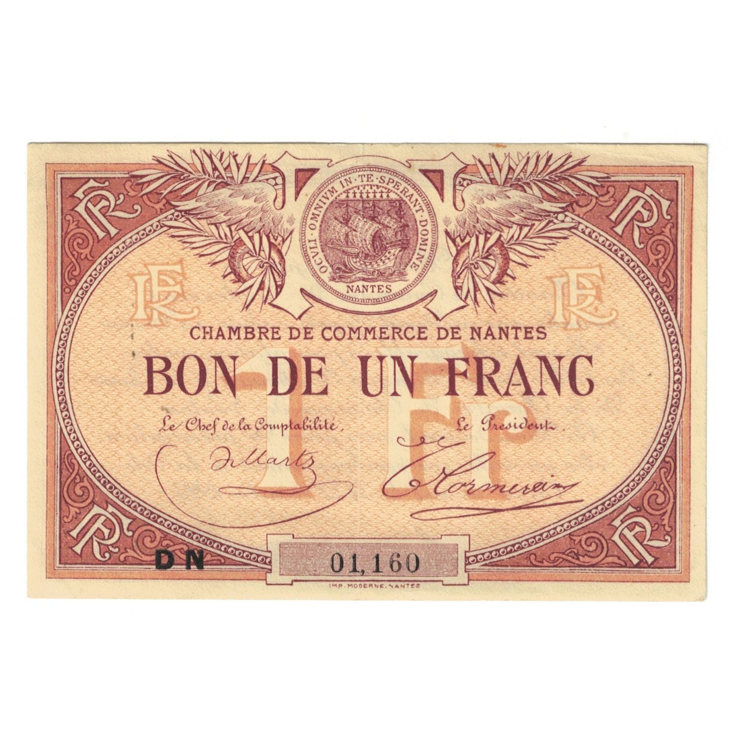 France, Nantes, 1 Franc, AU(55-58), Pirot:88-8