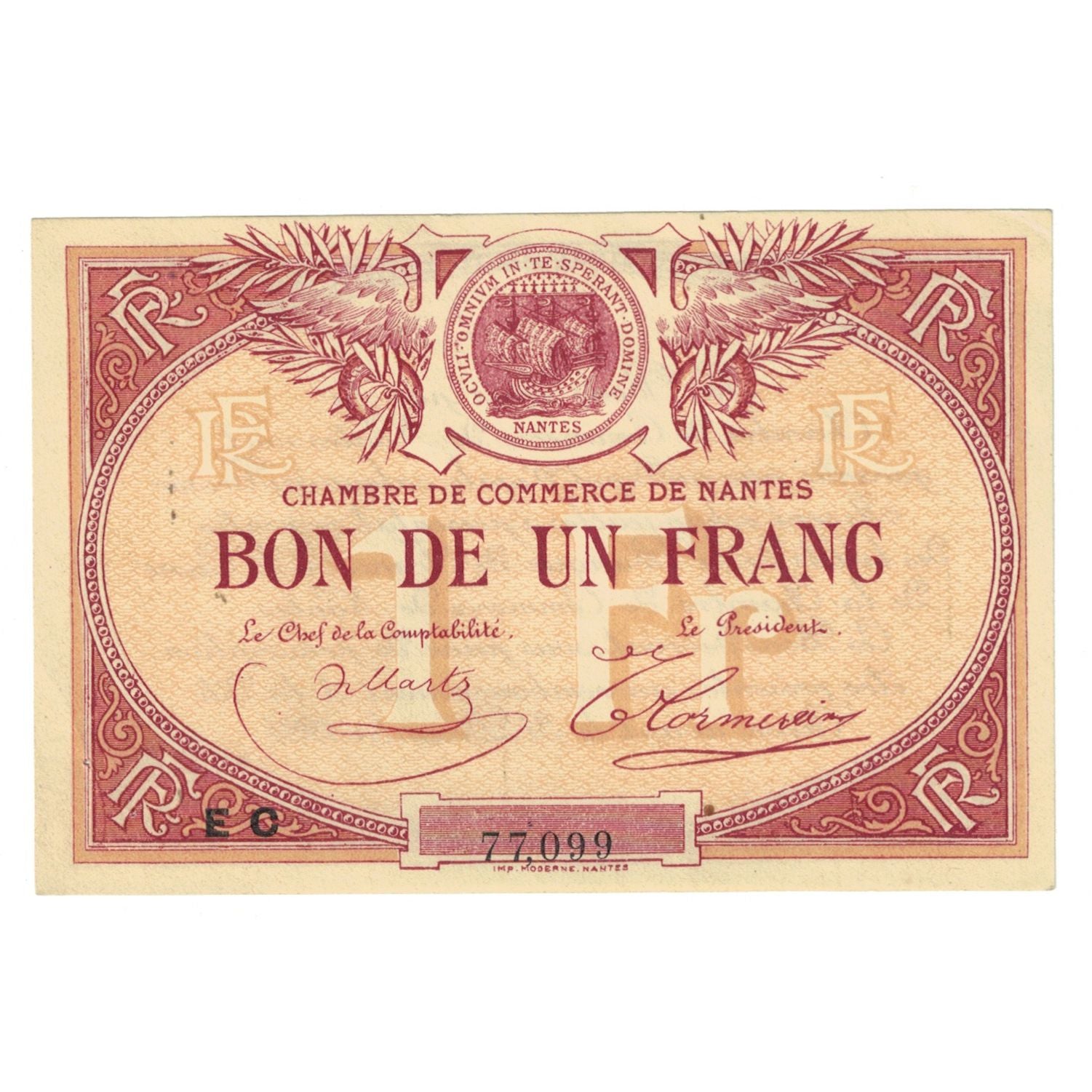 France, Nantes, 1 Franc, AU(55-58), Pirot:88-8