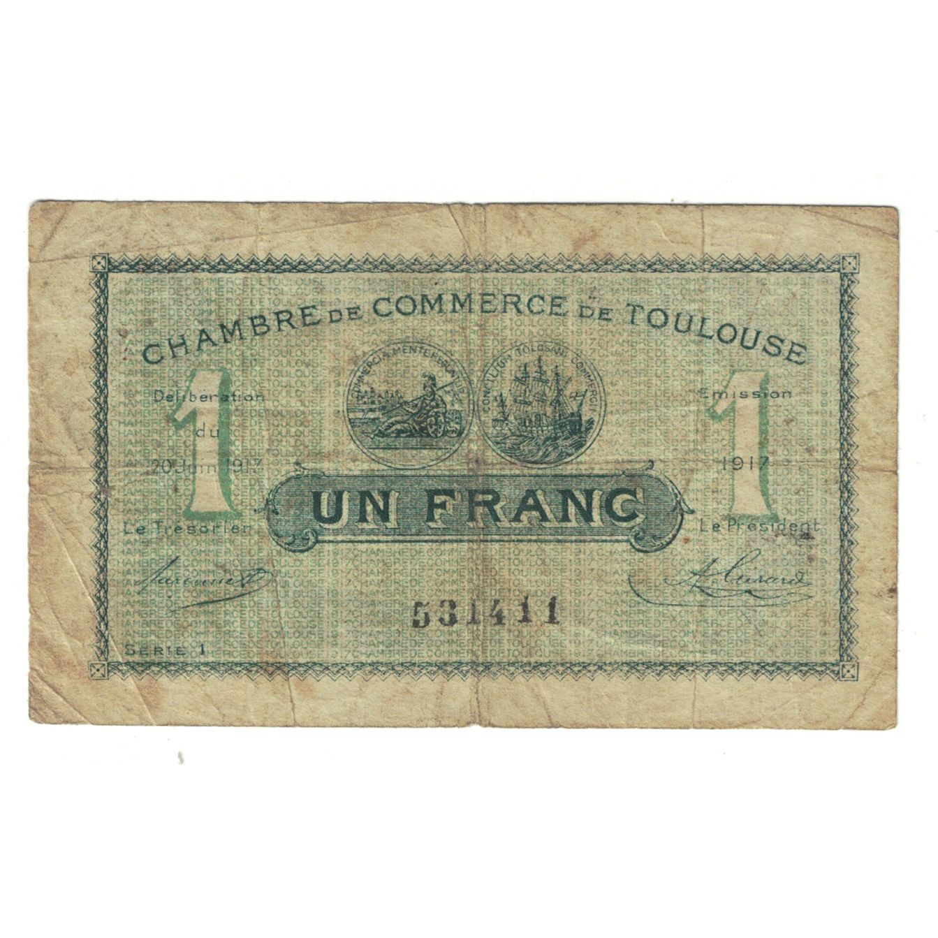France, Toulouse, 1 Franc, 1917, TB, Pirot:122-27