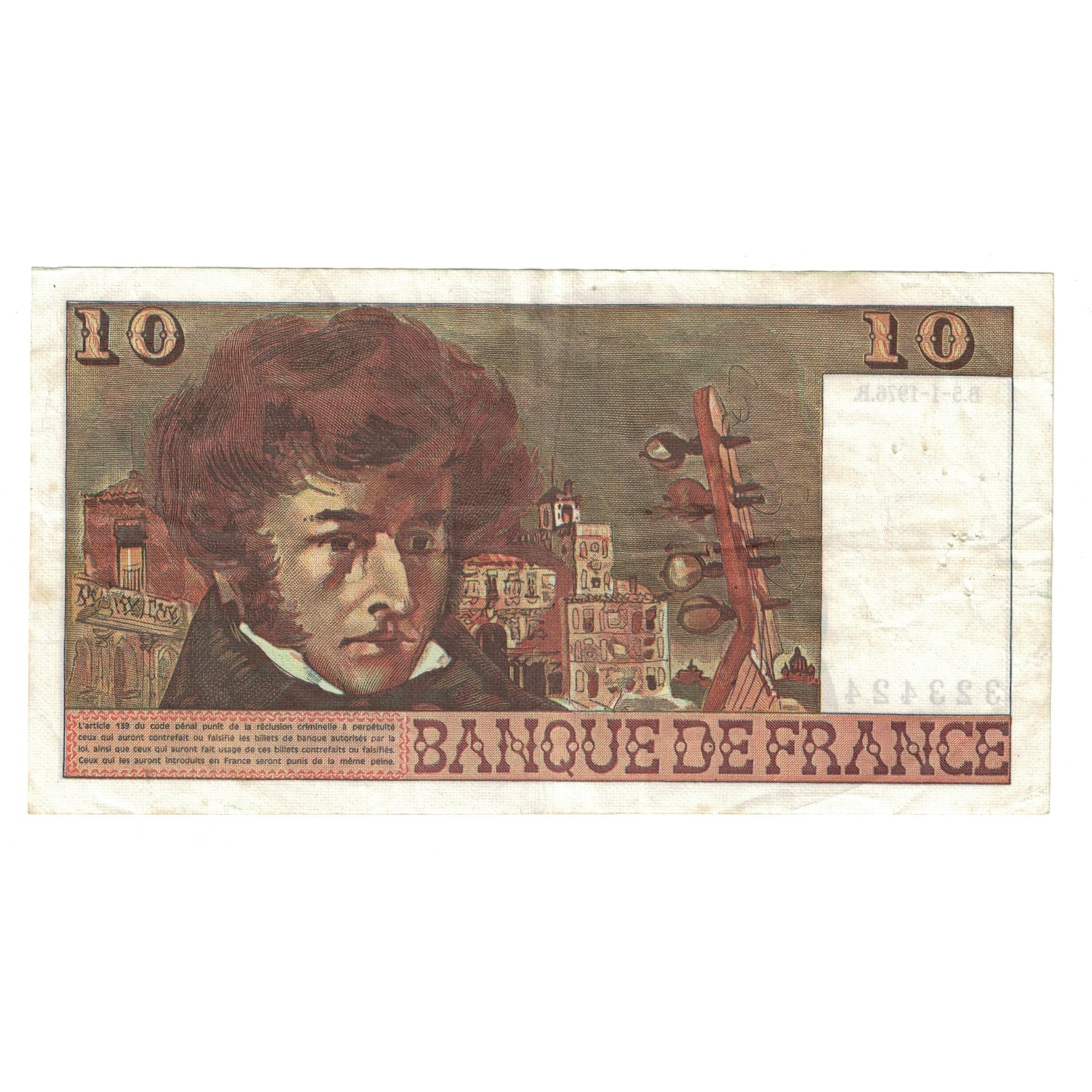Frankreich, 10 Francs, Berlioz, 1972, T.284323424, SS, Fayette:63.17, KM:150c