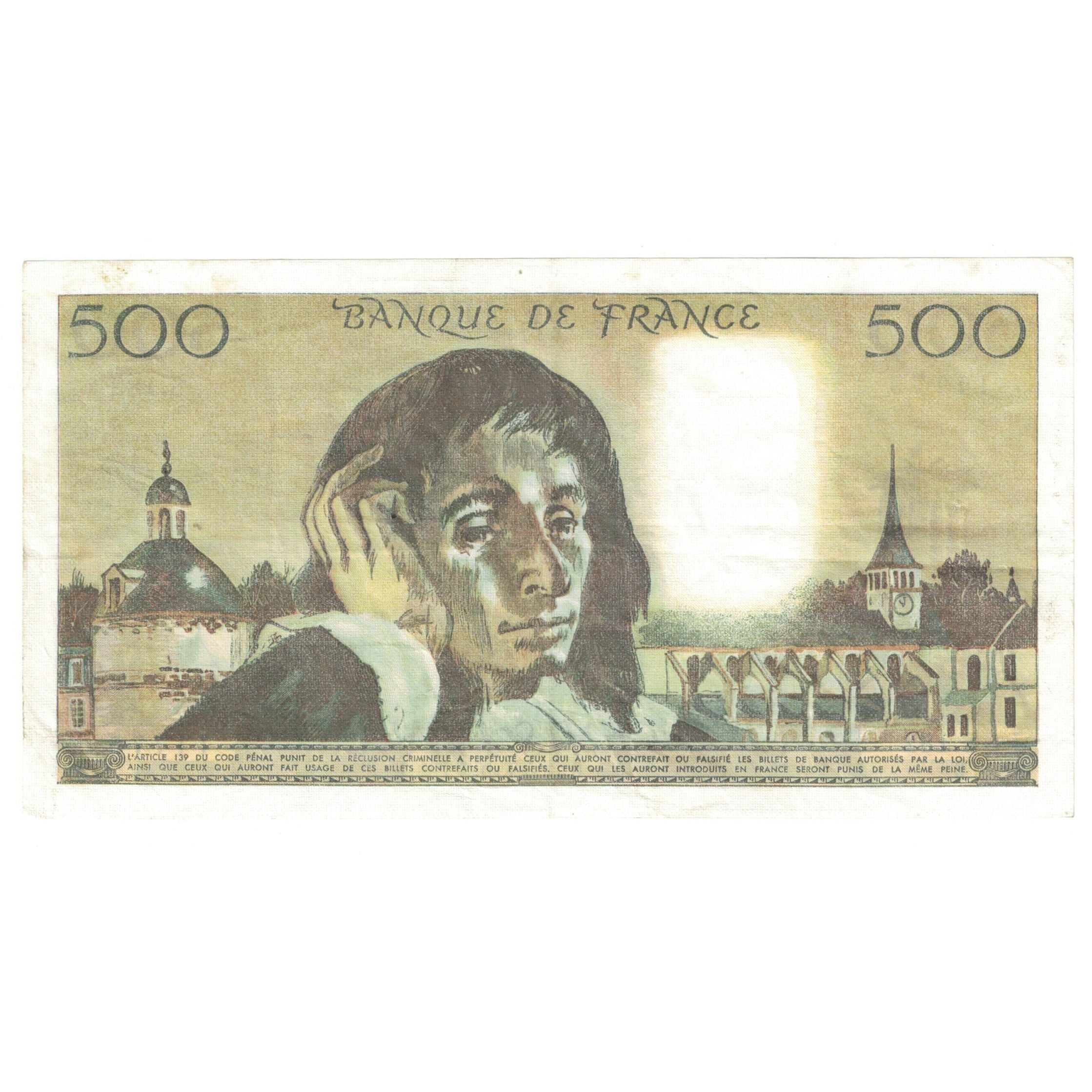 France, 500 Francs, Pascal, 1983, S.18211775, EF(40-45), Fayette:71.28, KM:156e