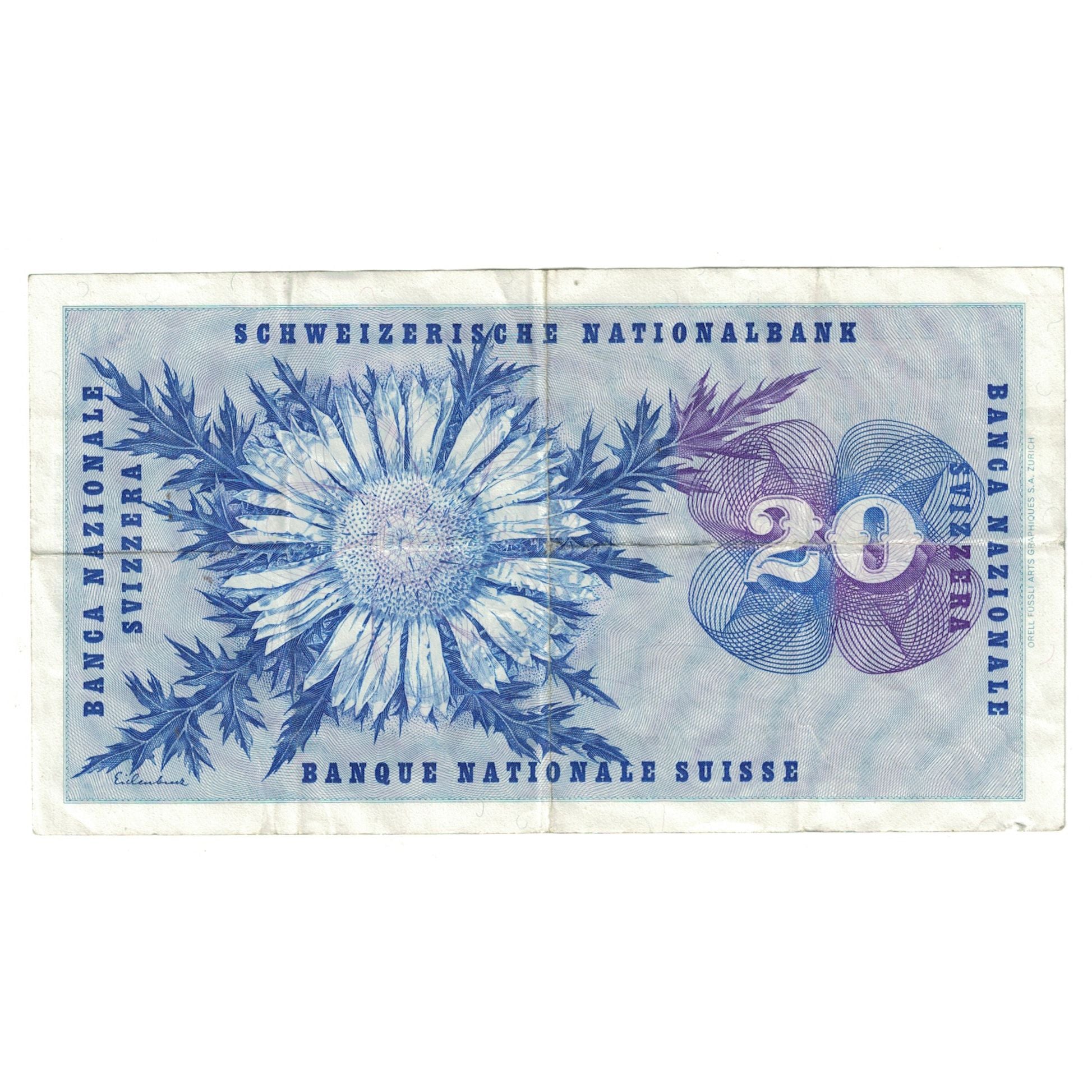 Geldschein, Schweiz, 20 Franken, 1976, 1976-04-09, KM:46r, SS