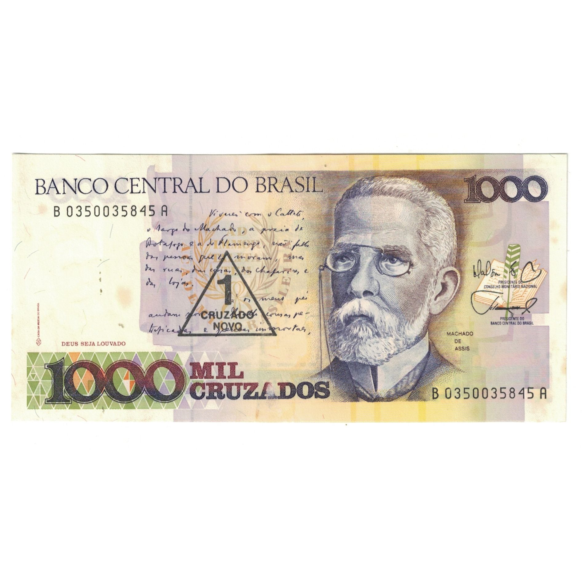 Banknote, Brazil, 1 Cruzado Novo on 1000 Cruzados, KM:216b, UNC(63)