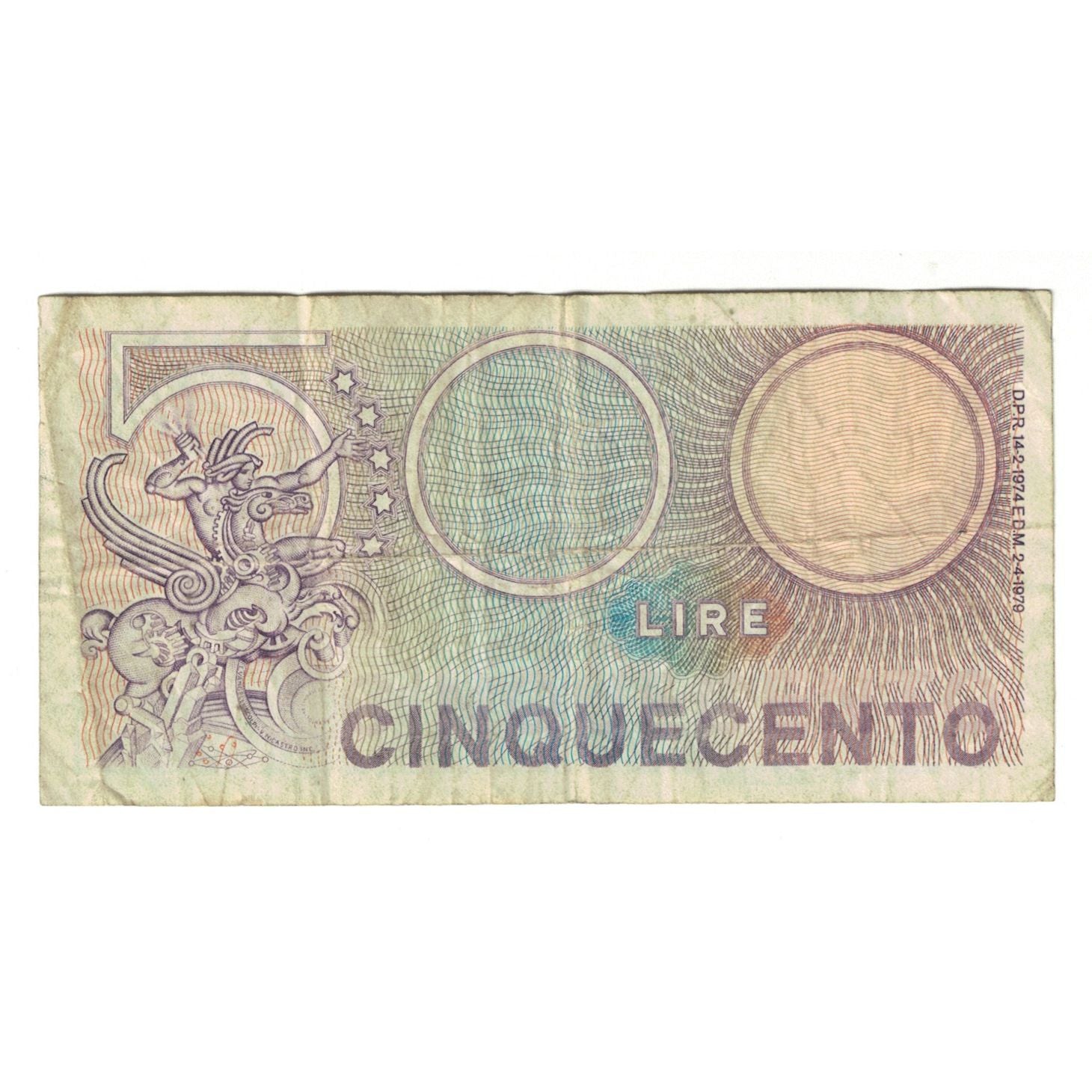Billet, Italie, 500 Lire, 1979, 1979-04-02, KM:95, TB