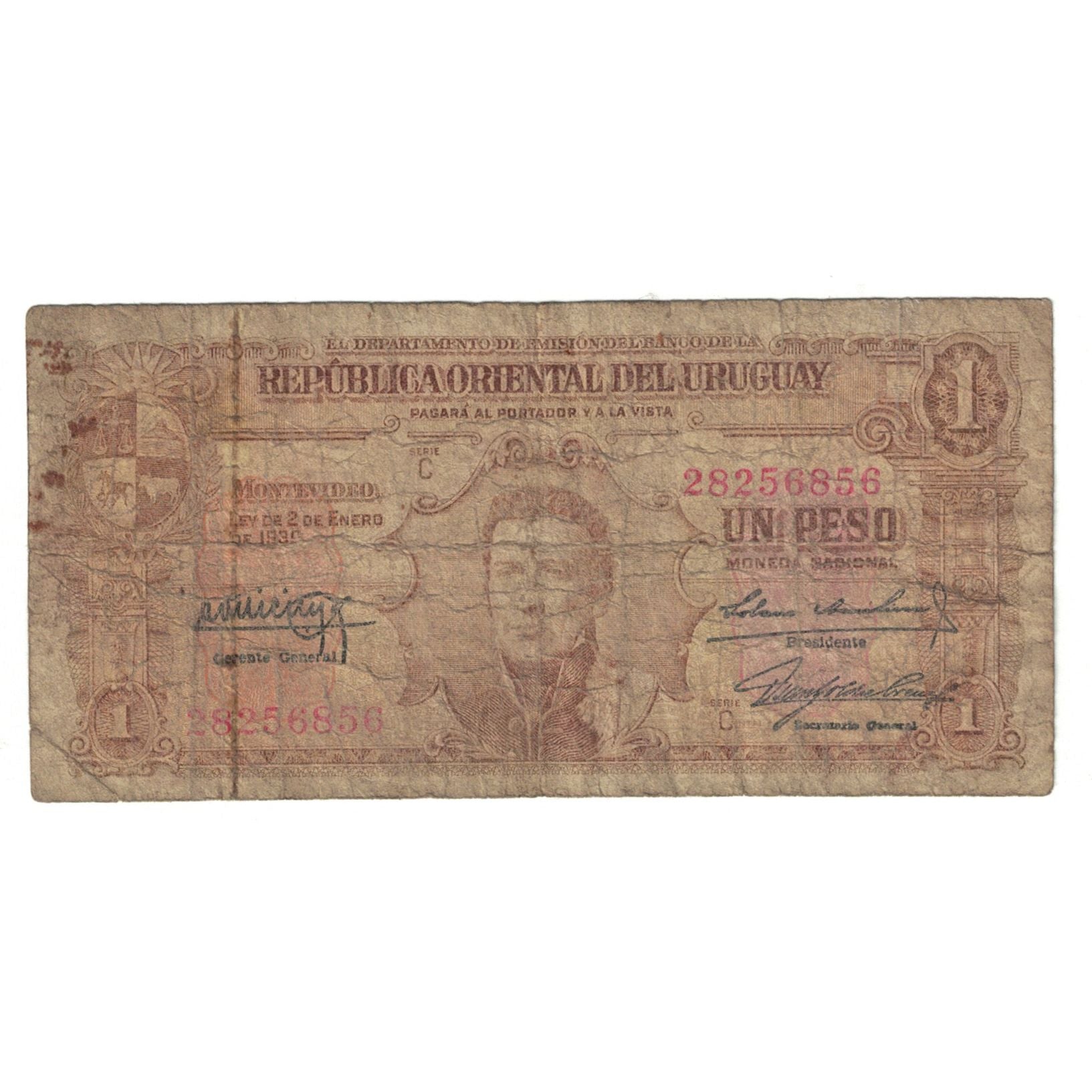 Banknote, Uruguay, 1 Peso, 1939, KM:35b, F(12-15)