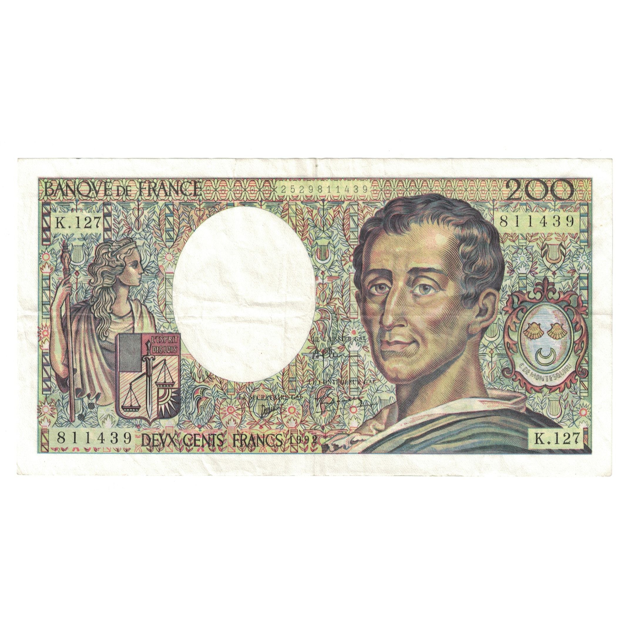 France, 200 Francs, Montesquieu, 1992, K.127811439, SUP, Fayette:70.12c, KM:155b