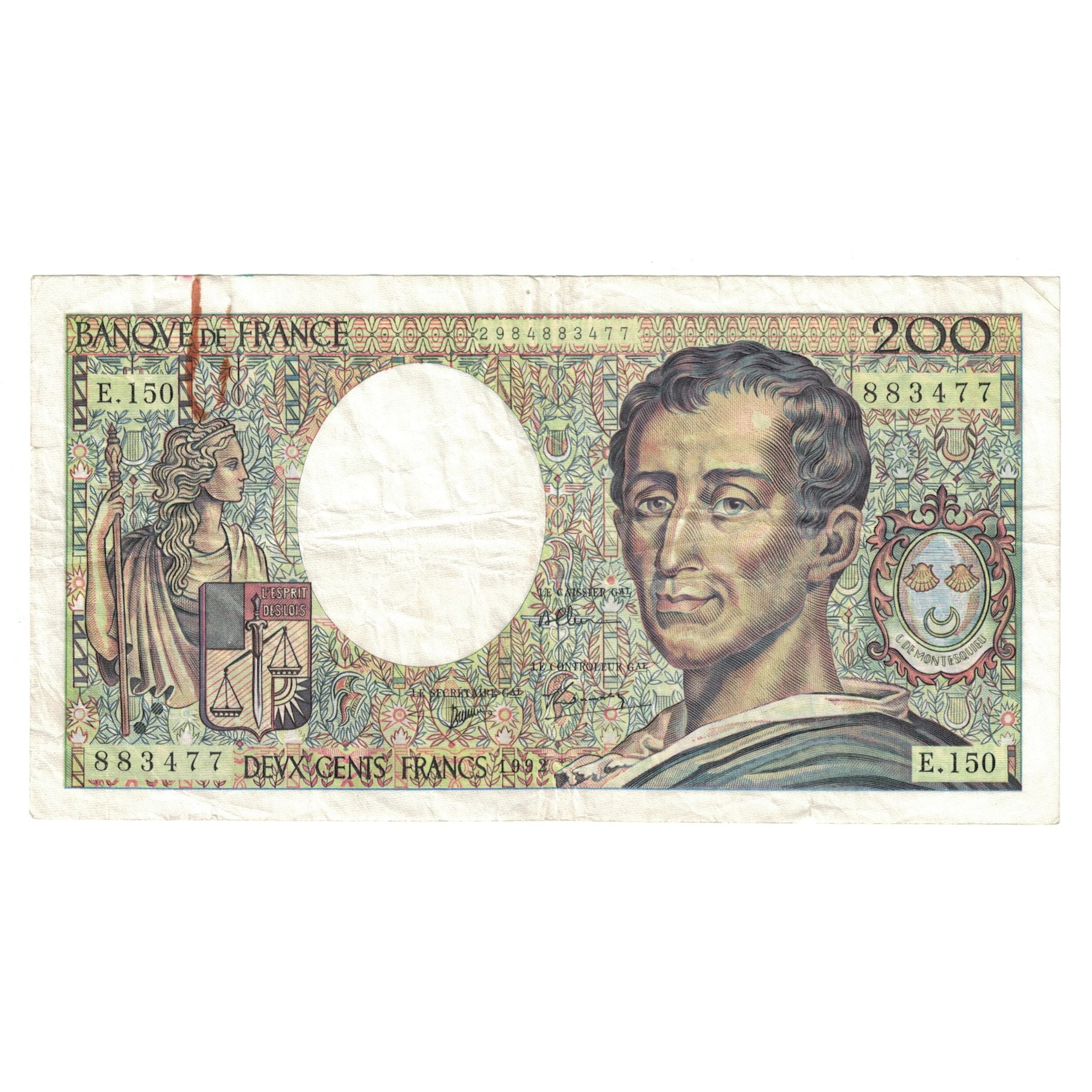 Francia, 200 Francs, Montesquieu, 1992, E.150883477, BC, Fayette:70.12c, KM:155b