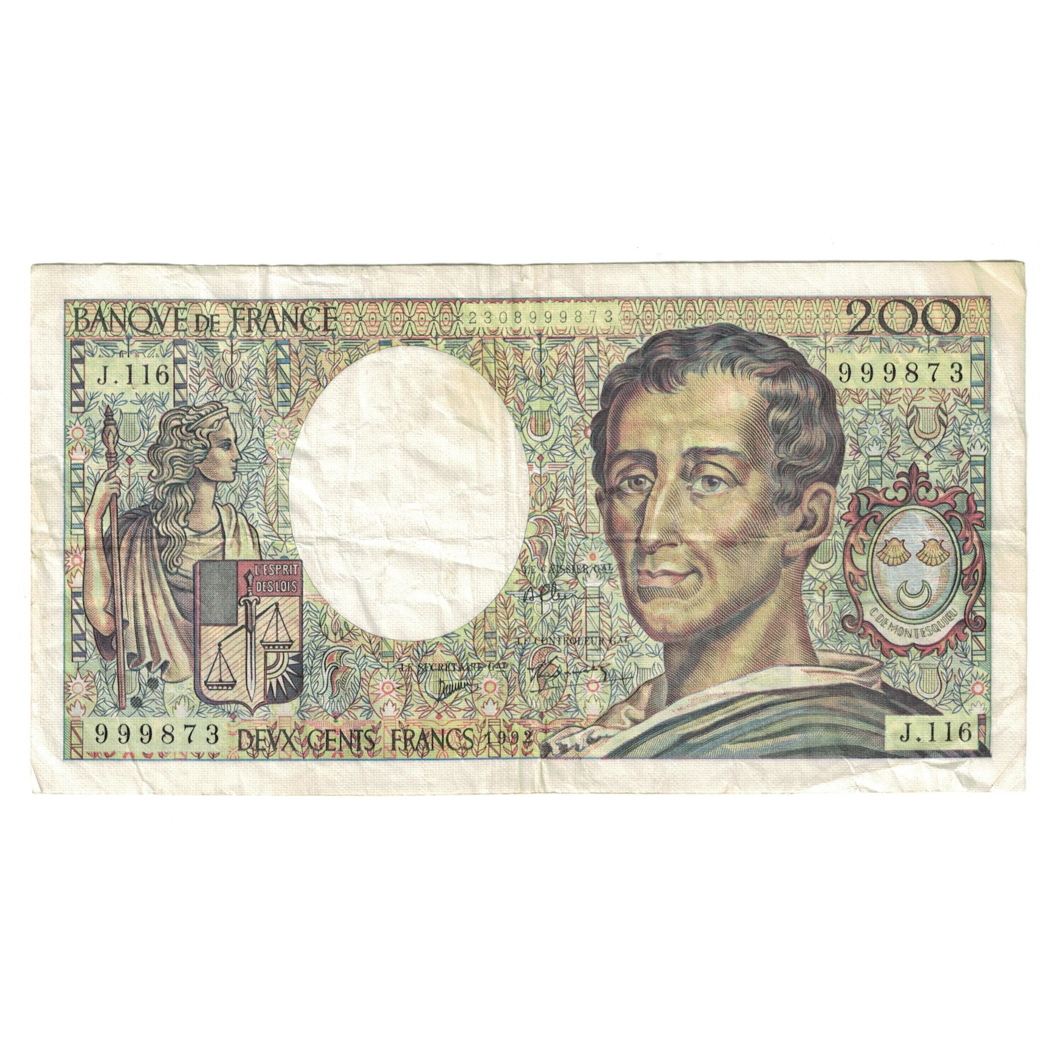 Francia, 200 Francs, Montesquieu, 1992, J.116999873, BC+, Fayette:70.12b