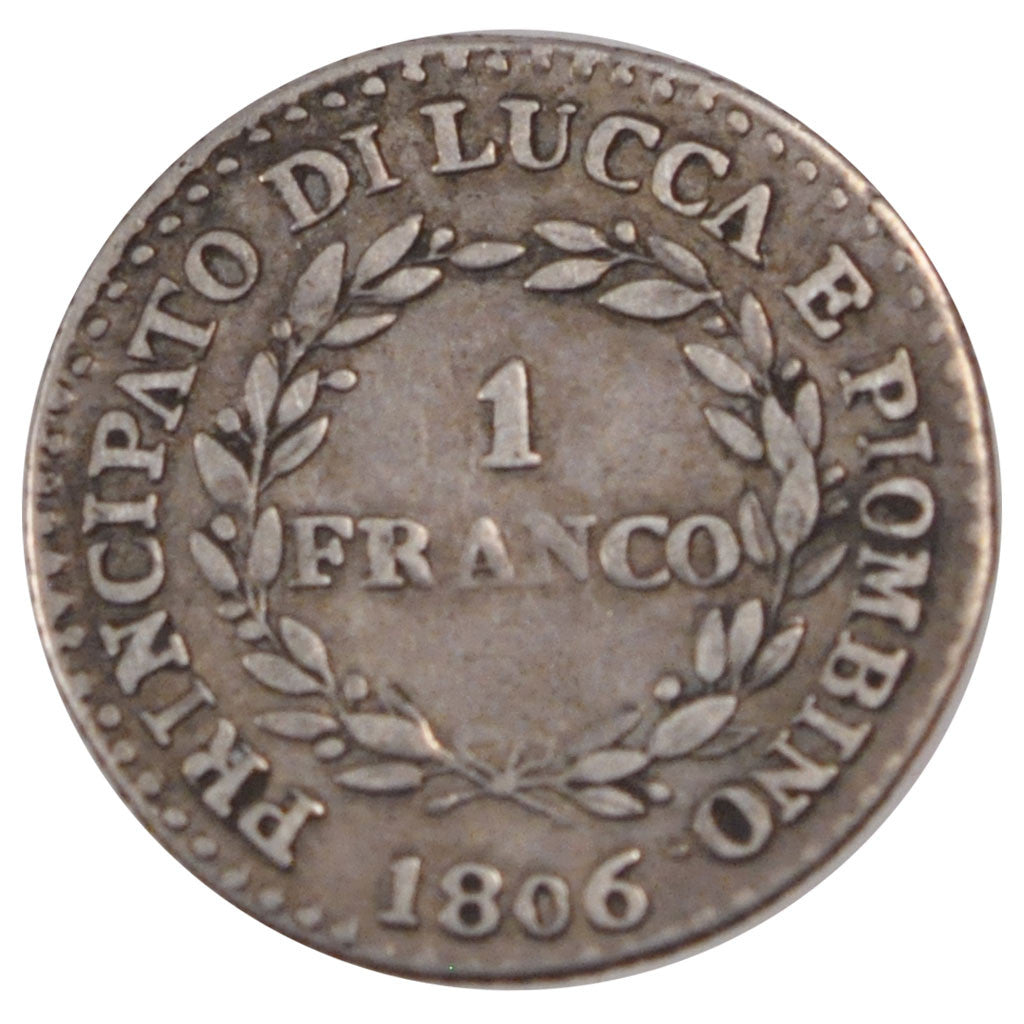Moneta, STATI ITALIANI, LUCCA, Franco, 1806, MB+, Argento, KM:23