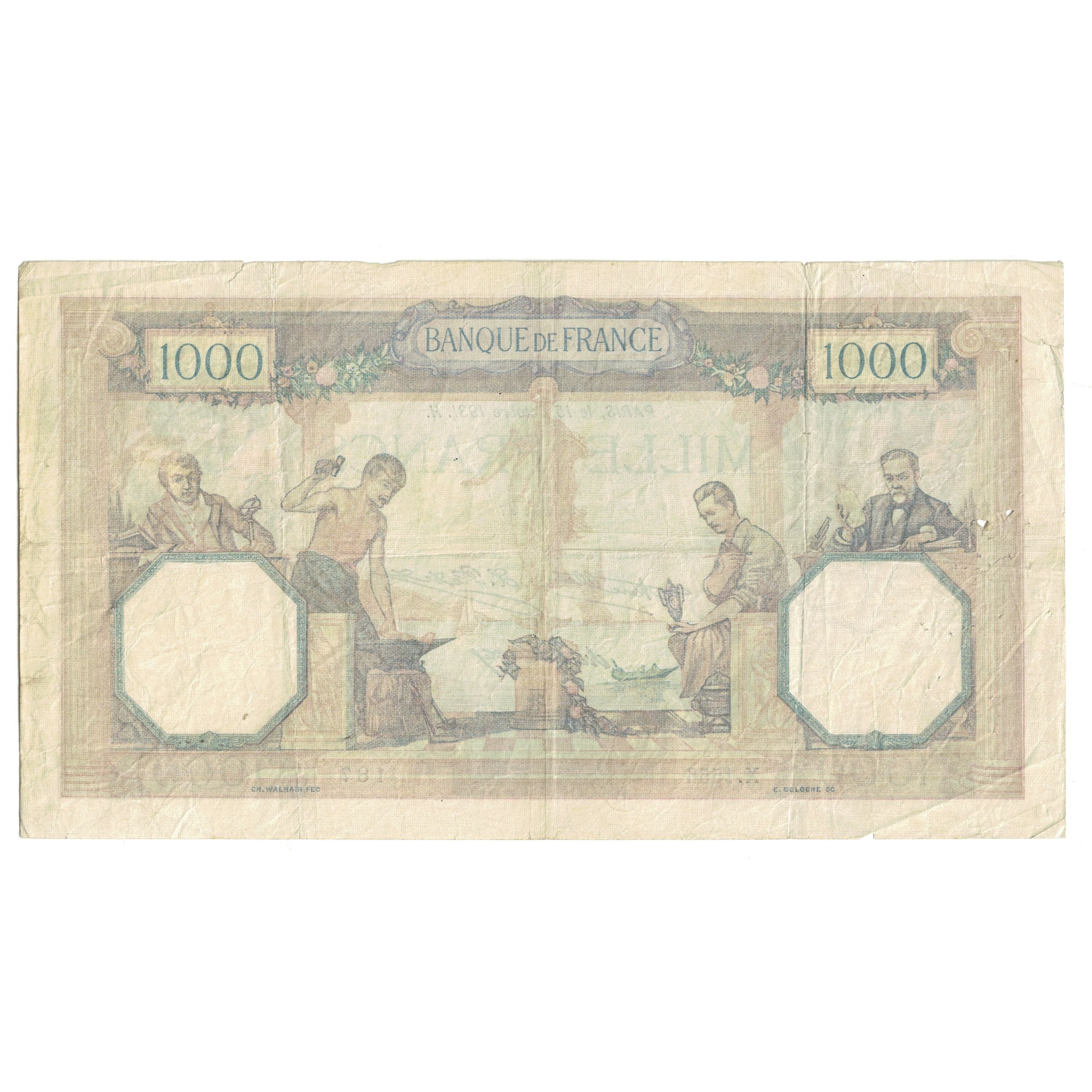 Francia, 1000 Francs, Cérès et Mercure, 1931, X.1556 187, MB+, Fayette:37.6