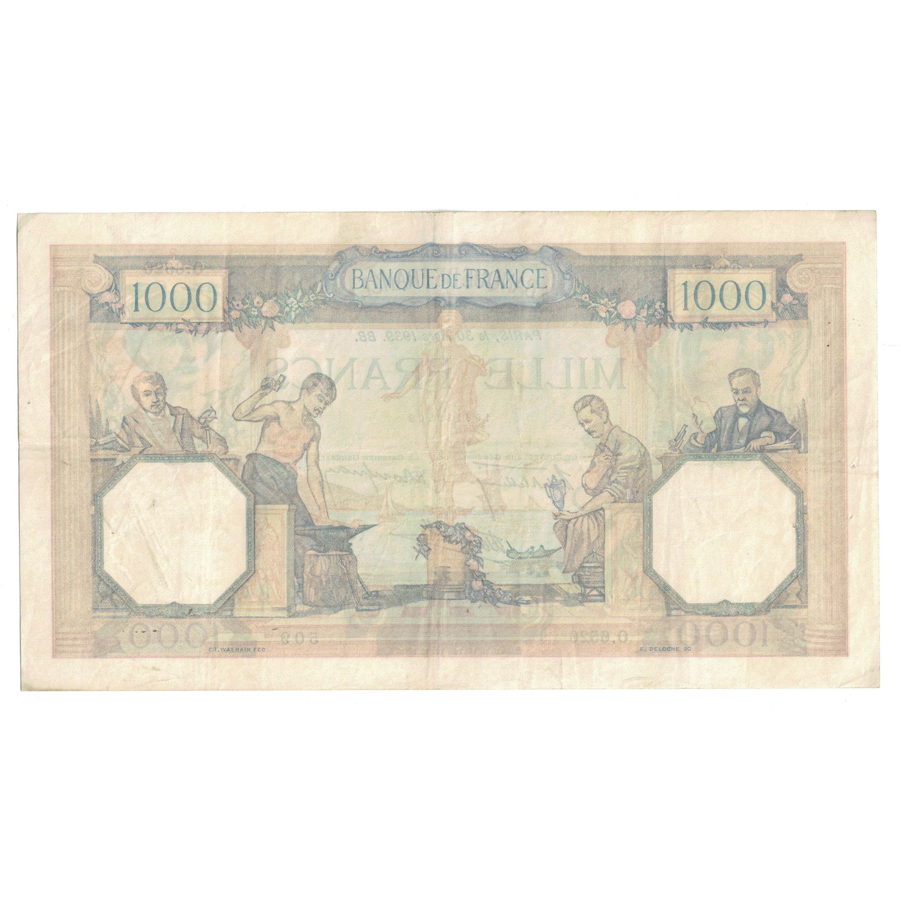 France, 1000 Francs, Cérès et Mercure, 1939, O.6526 509, SUP, Fayette:38.35