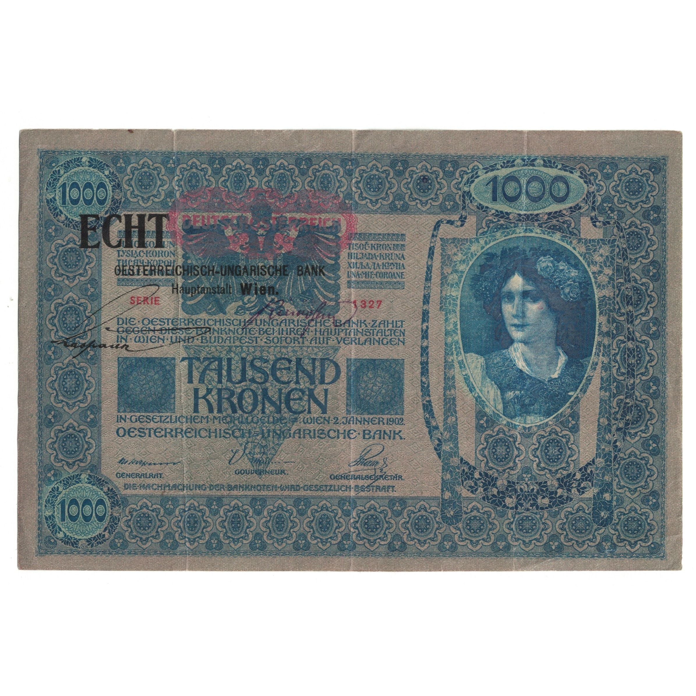Banknot, Austria, 1000 Kronen, 1902, 1902-01-02, VF(20-25)