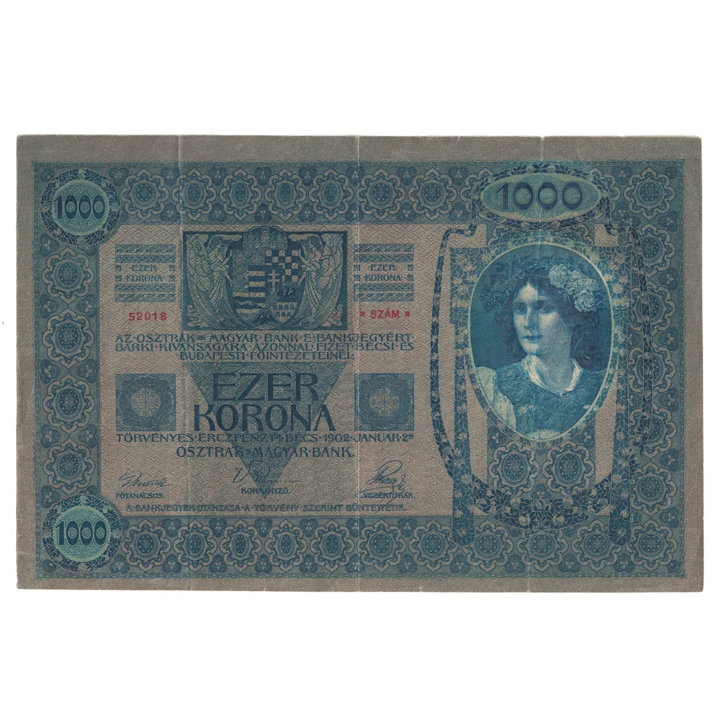 Banknot, Austria, 1000 Kronen, 1902, 1902-01-02, VF(20-25)