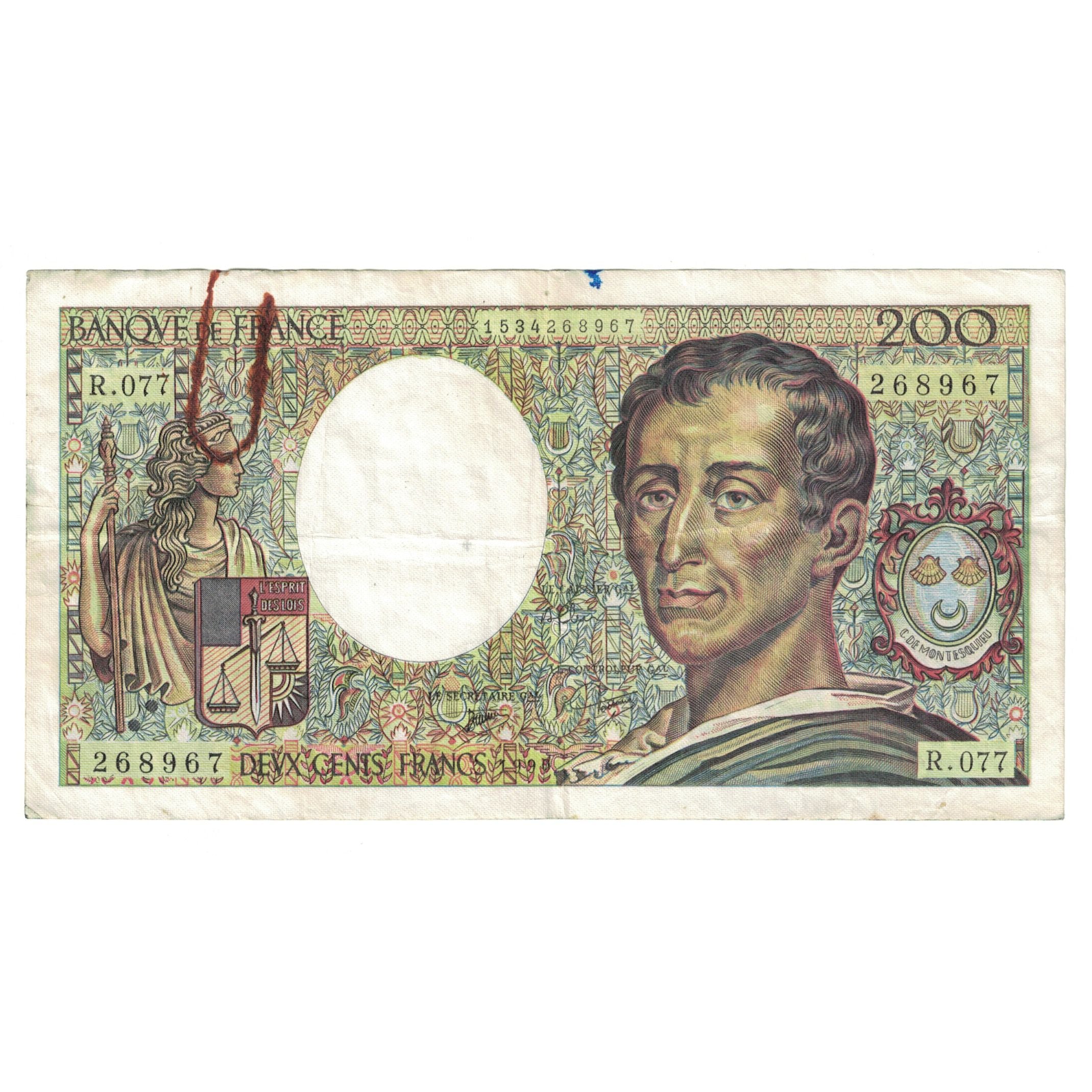 Francia, 200 Francs, Montesquieu, 1990, R.077 268967, MB+, Fayette:70.10a