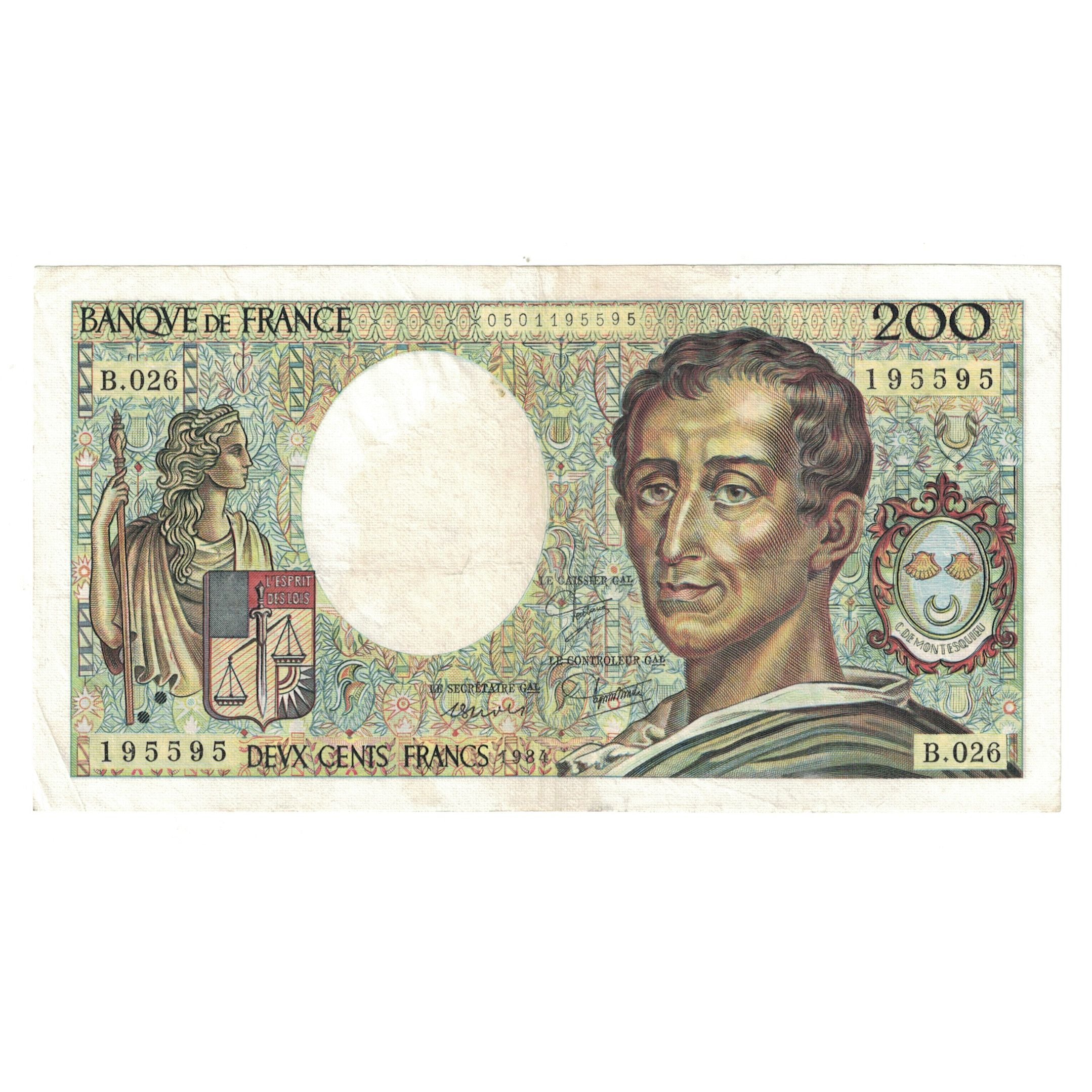 Francja, 200 Francs, Montesquieu, 1984, B.026 195595, EF(40-45), Fayette:70.4