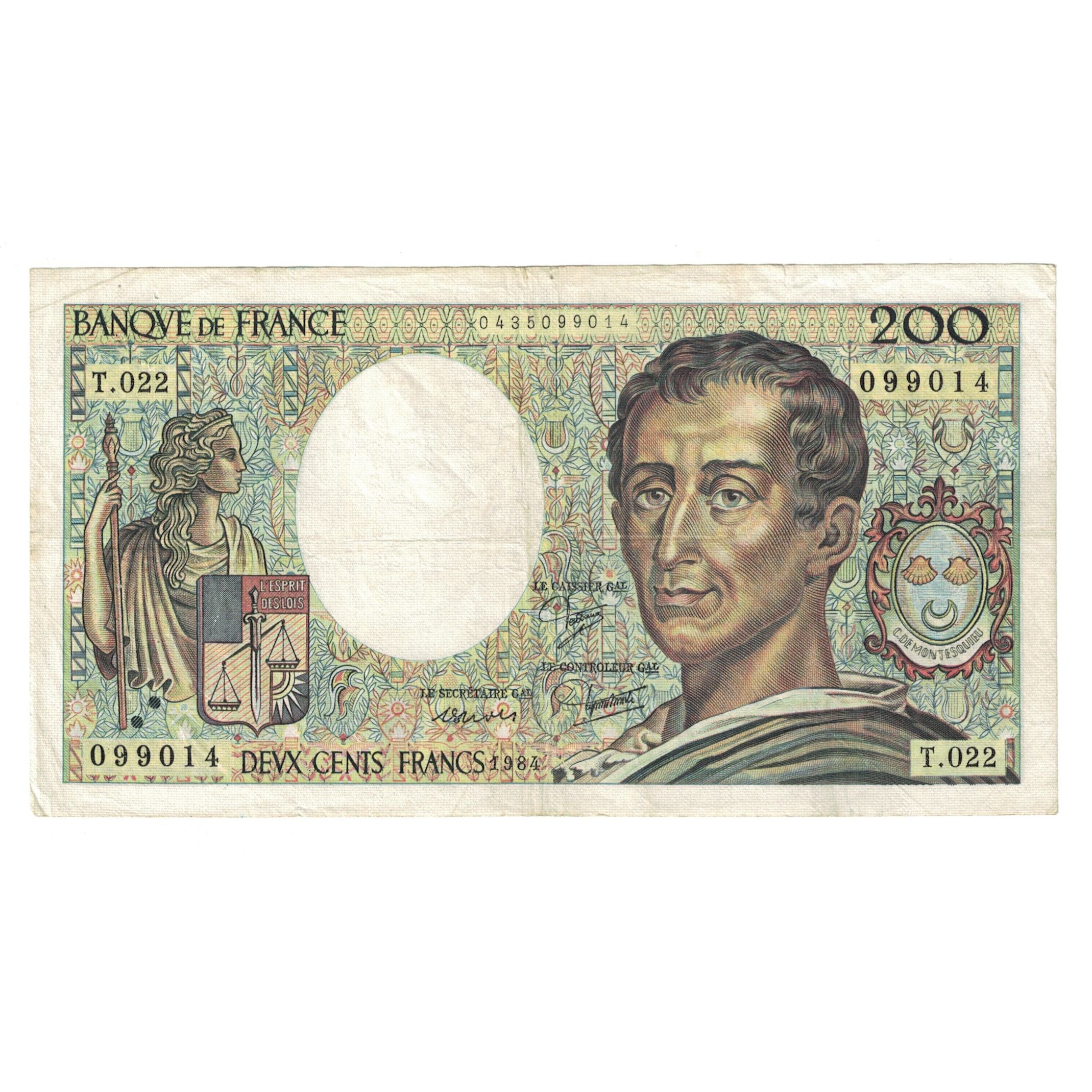 Francja, 200 Francs, Montesquieu, 1984, T.022 099014, VF(30-35), Fayette:70.4