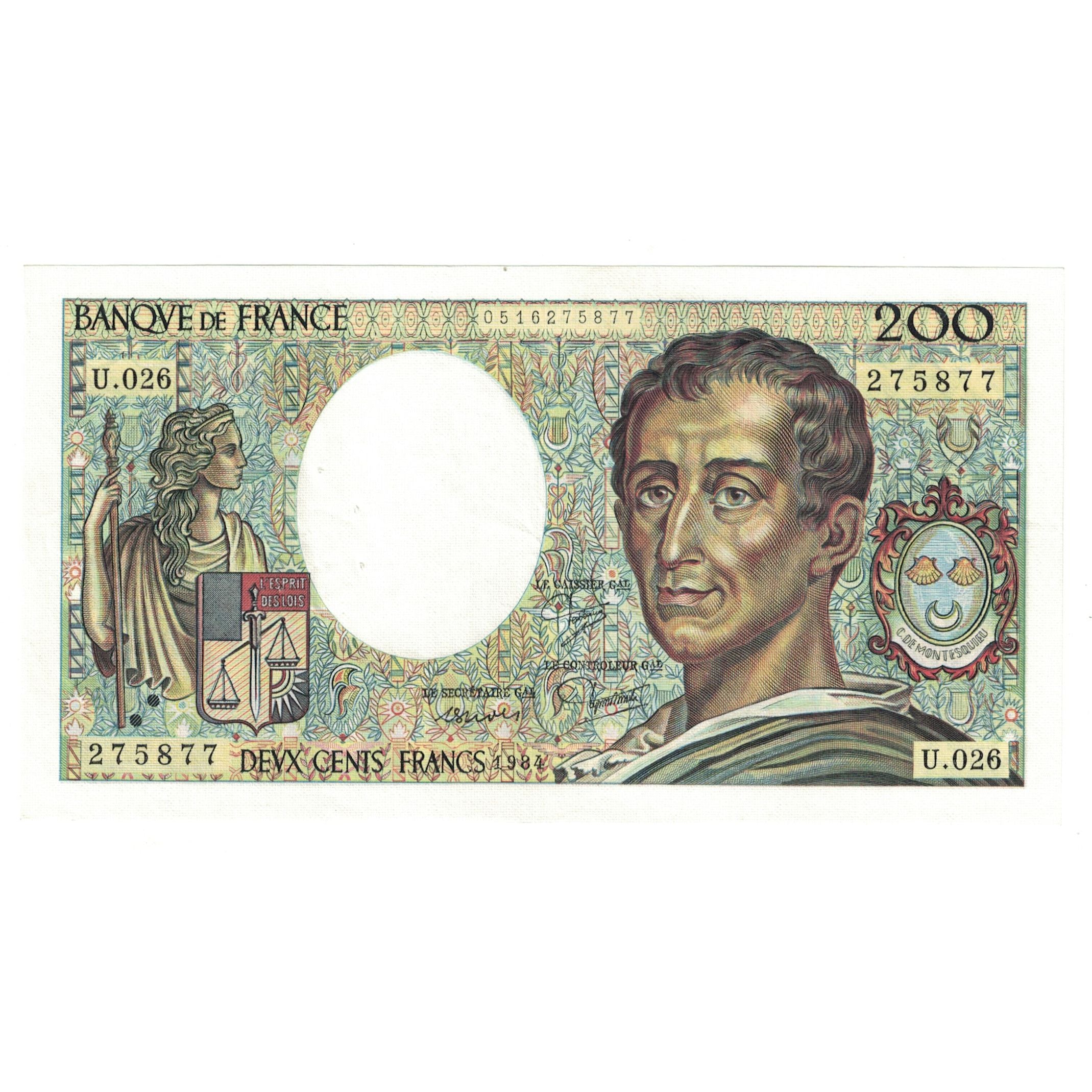Francia, 200 Francs, Montesquieu, 1984, U.026 275877, SPL, Fayette:70.4, KM:155a