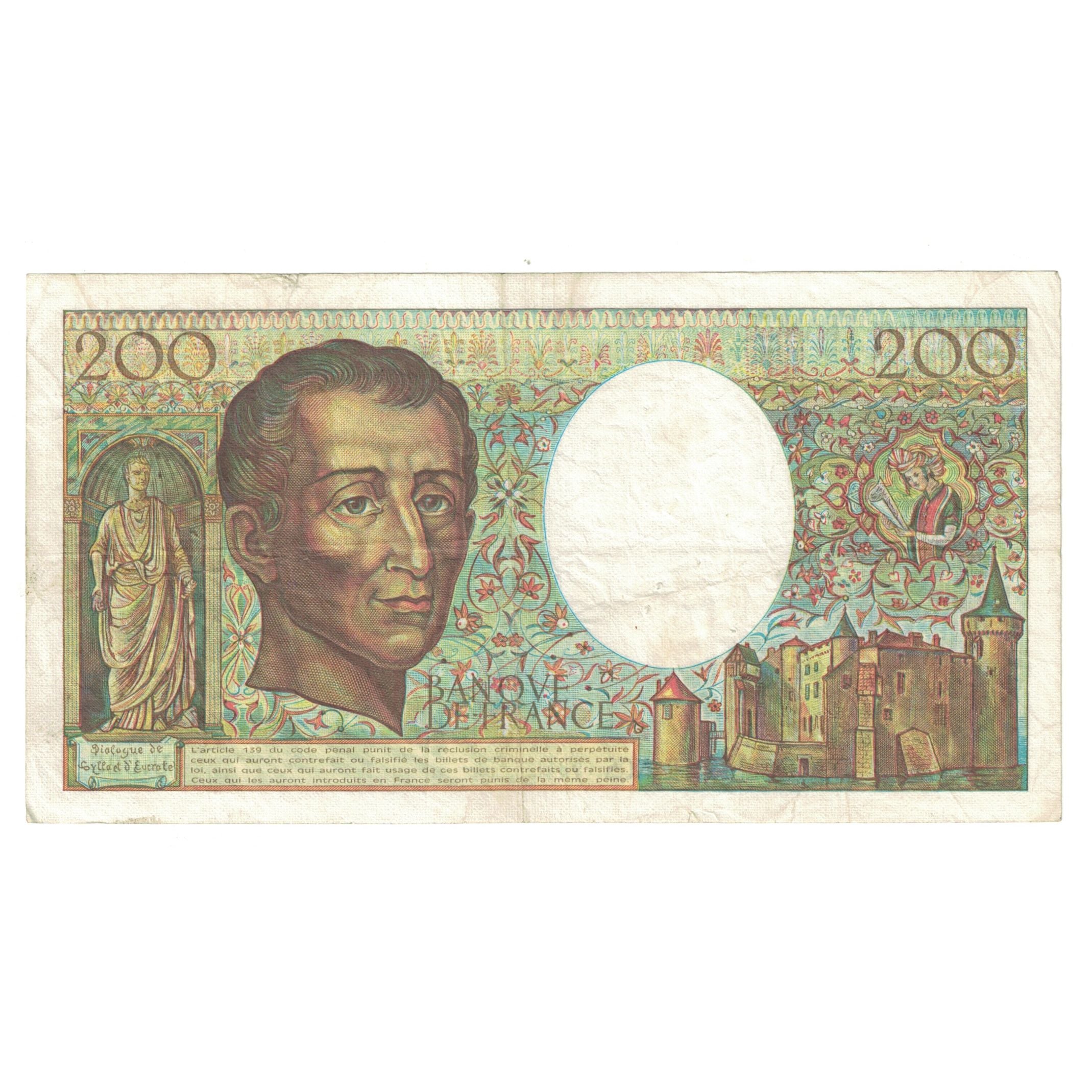 Francia, 200 Francs, Montesquieu, 1984, U.025 927639, MB+, Fayette:70.4, KM:155a