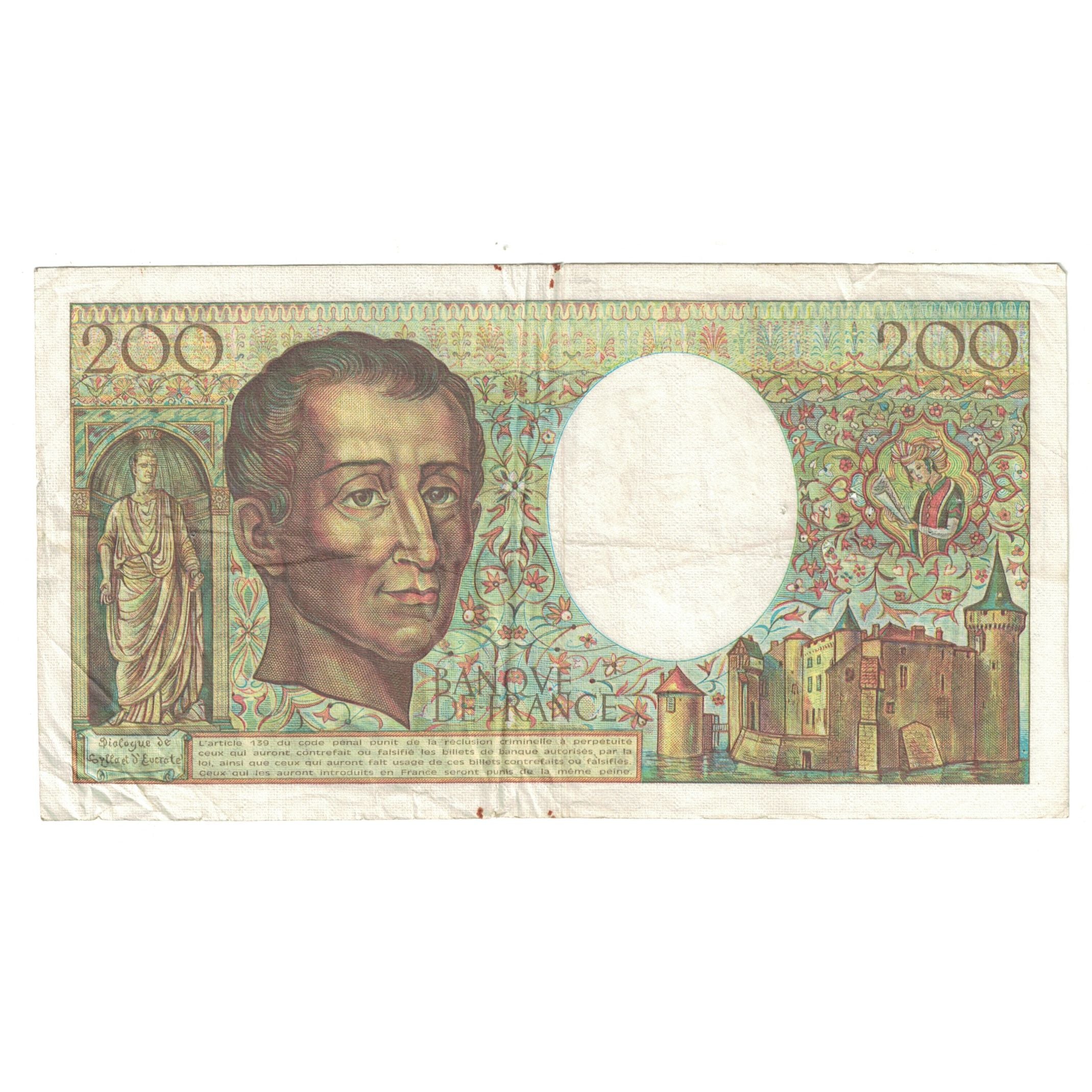 Francia, 200 Francs, Montesquieu, 1984, N.022 957991, MB, Fayette:70.4, KM:155a