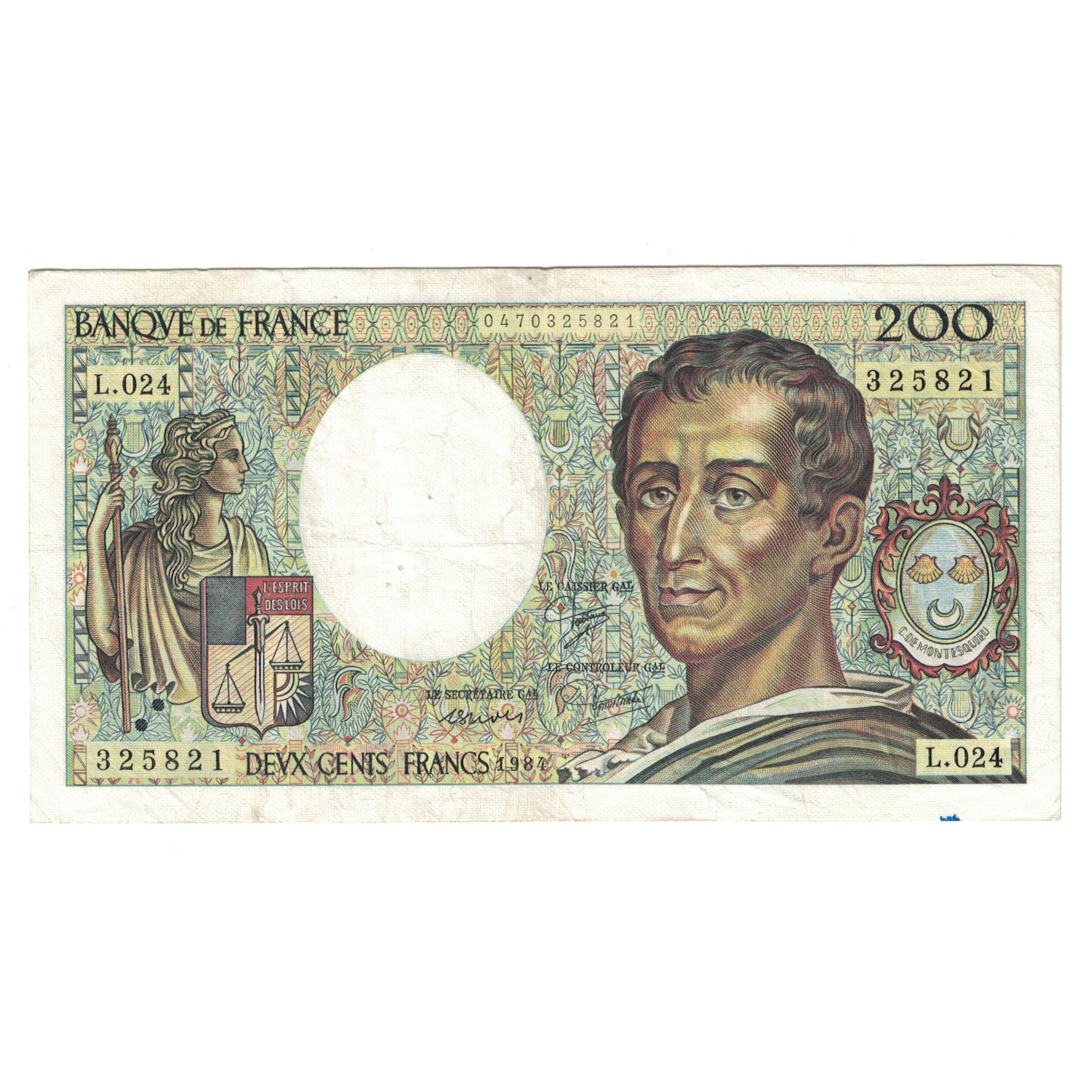 Frankreich, 200 Francs, Montesquieu, 1984, L.024 325821, S+, Fayette:70.4