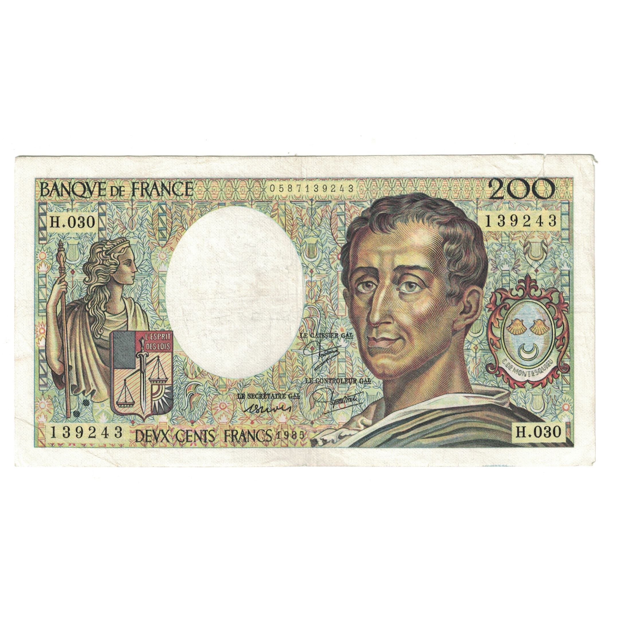 France, 200 Francs, Montesquieu, 1985, H.030 139243, TTB, Fayette:70.5, KM:155a