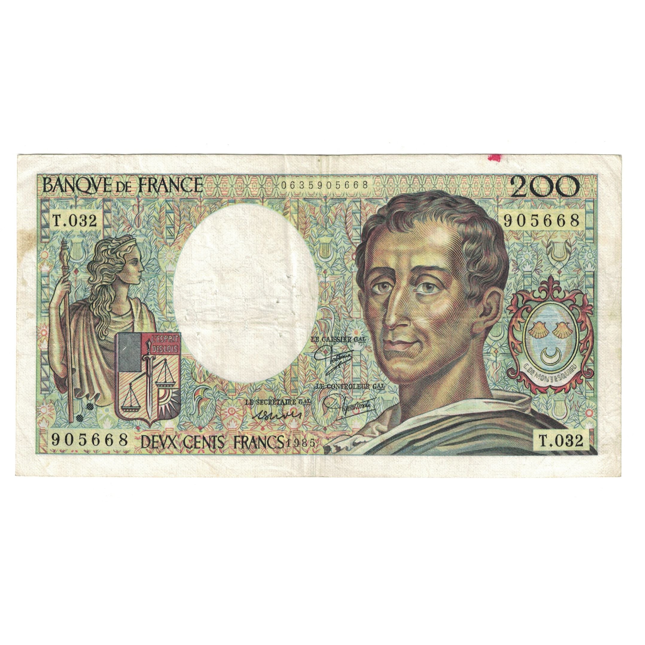França, 200 Francs, Montesquieu, 1985, T.032 905668, VF(20-25), Fayette:70.5
