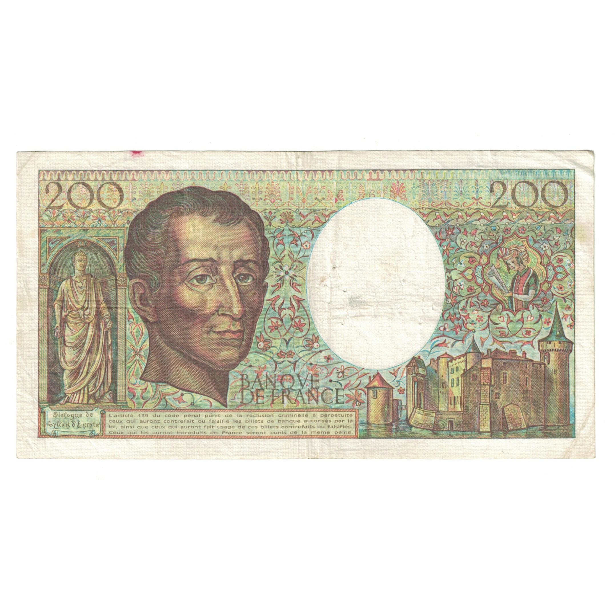 França, 200 Francs, Montesquieu, 1985, T.032 905668, VF(20-25), Fayette:70.5