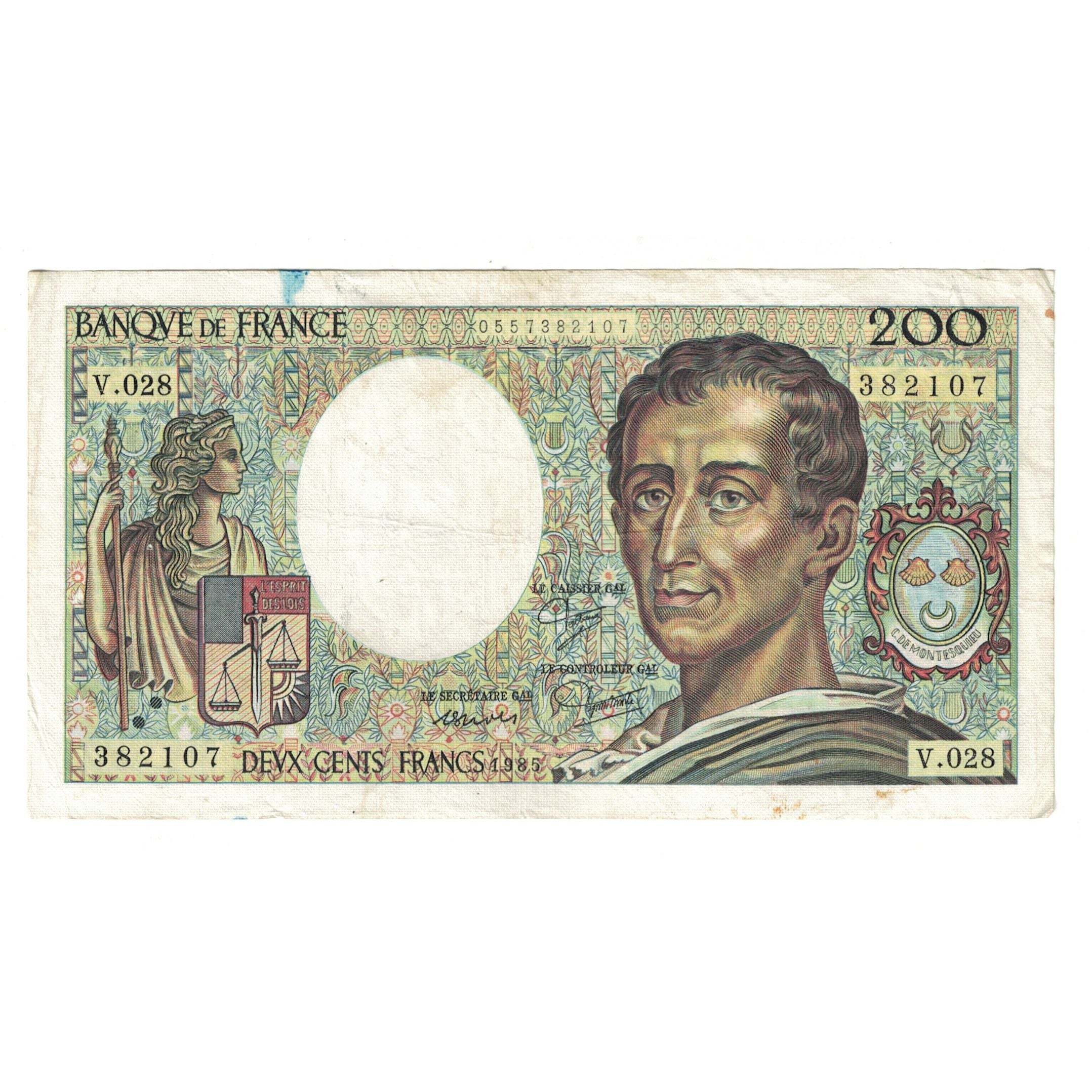 France, 200 Francs, Montesquieu, 1985, V.028 382107, VF(20-25), Fayette:70.5