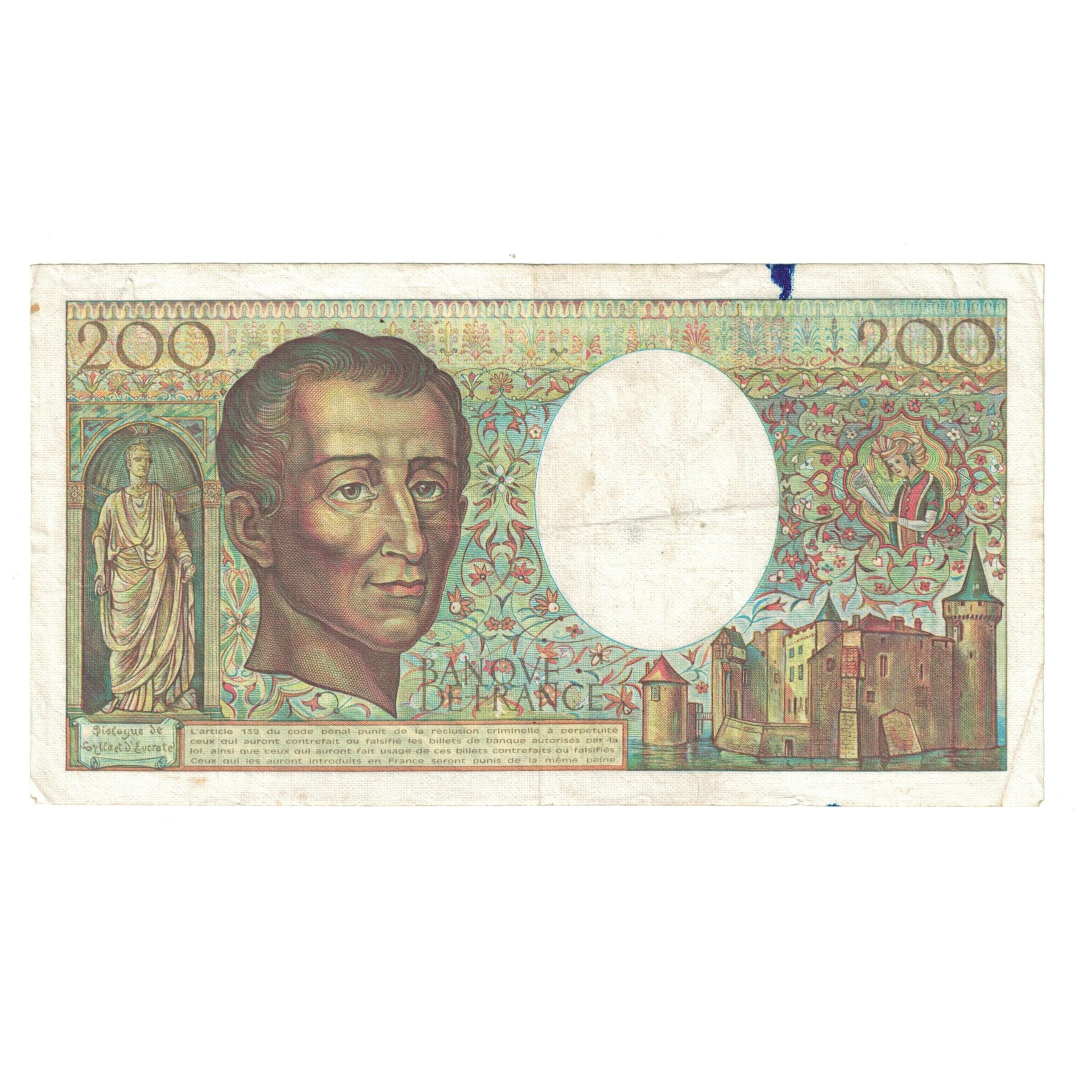 France, 200 Francs, Montesquieu, 1985, V.028 382107, VF(20-25), Fayette:70.5