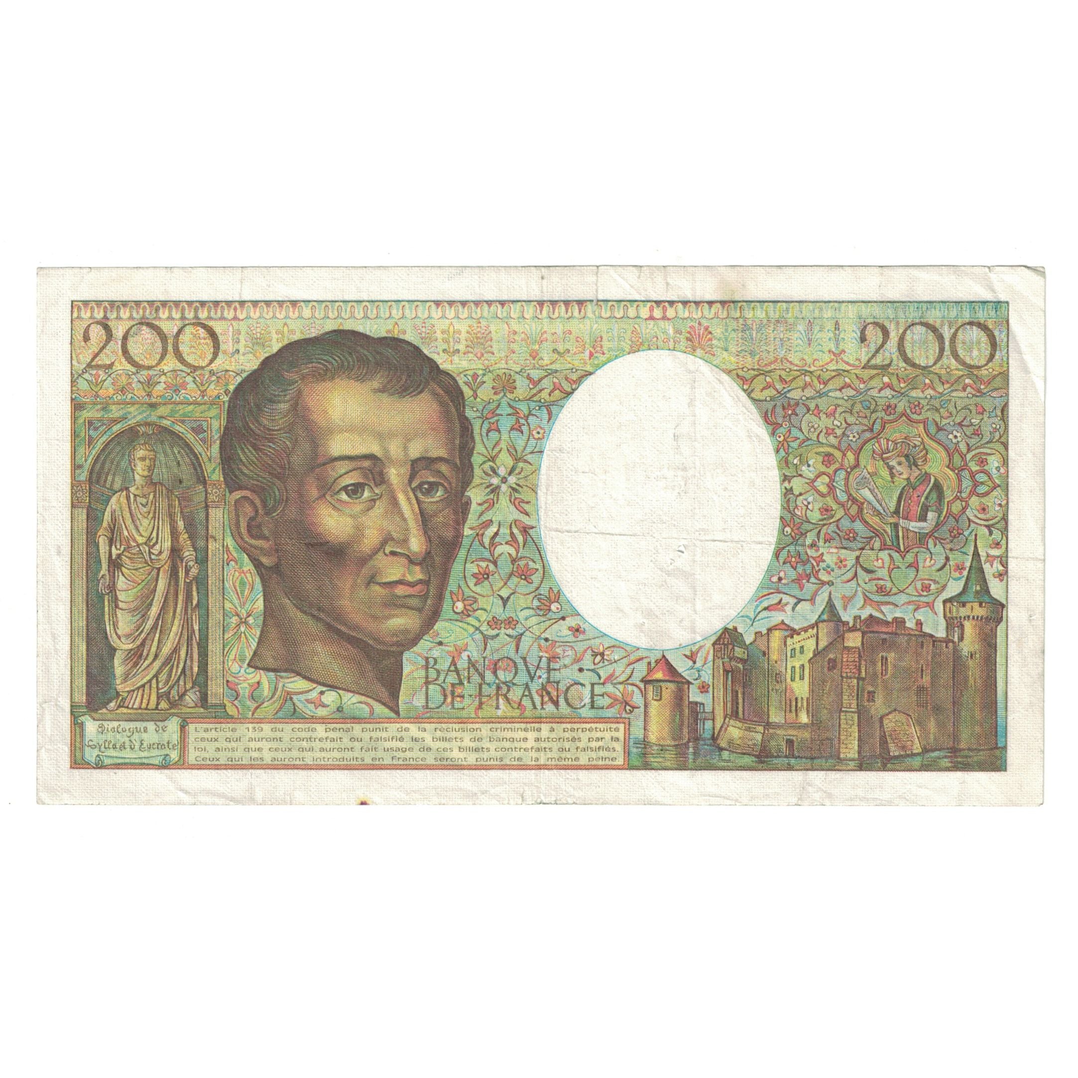 France, 200 Francs, Montesquieu, 1985, M.035 868591, VF(20-25), Fayette:70.5
