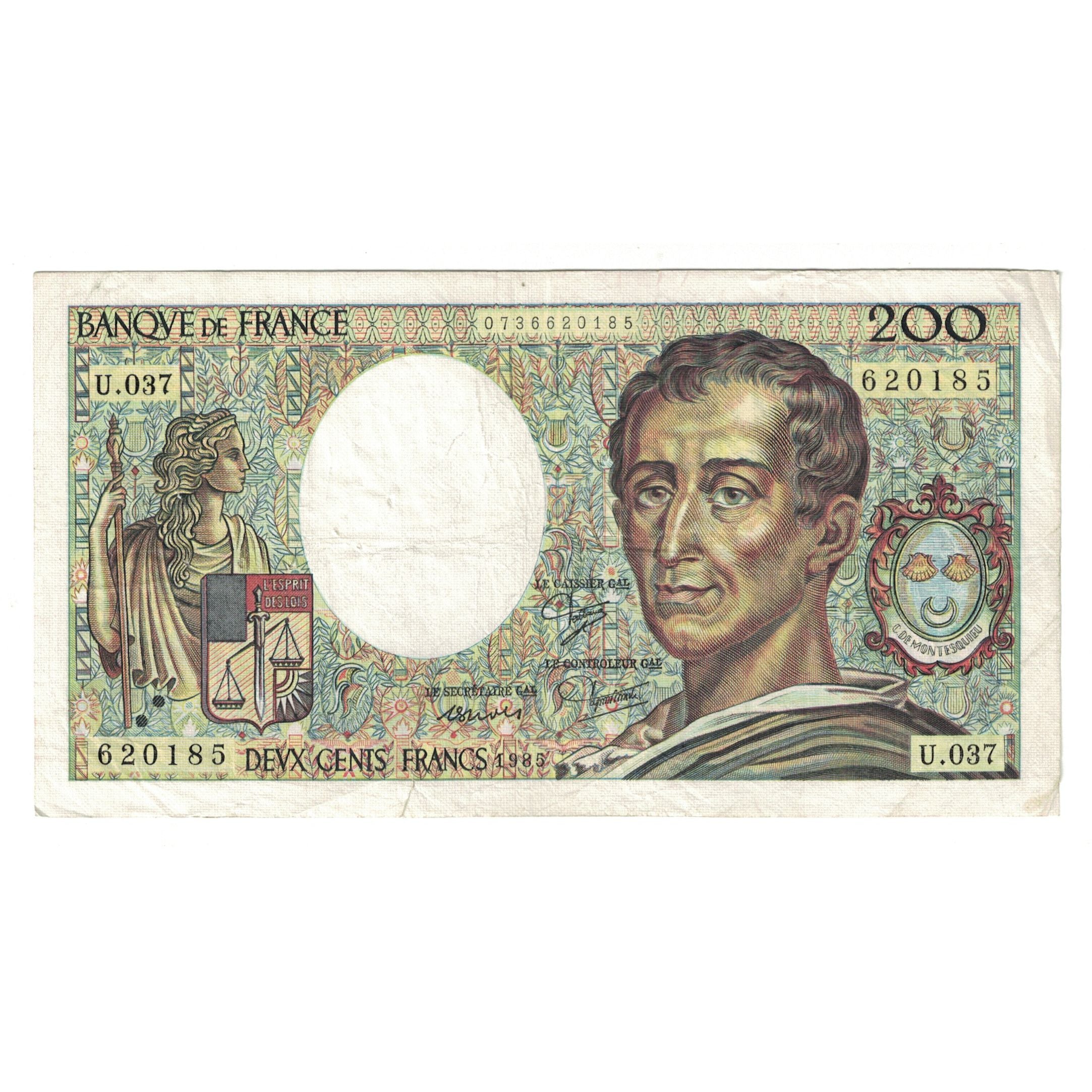 Francia, 200 Francs, Montesquieu, 1985, U.037 620185, MB+, Fayette:70.5, KM:155a