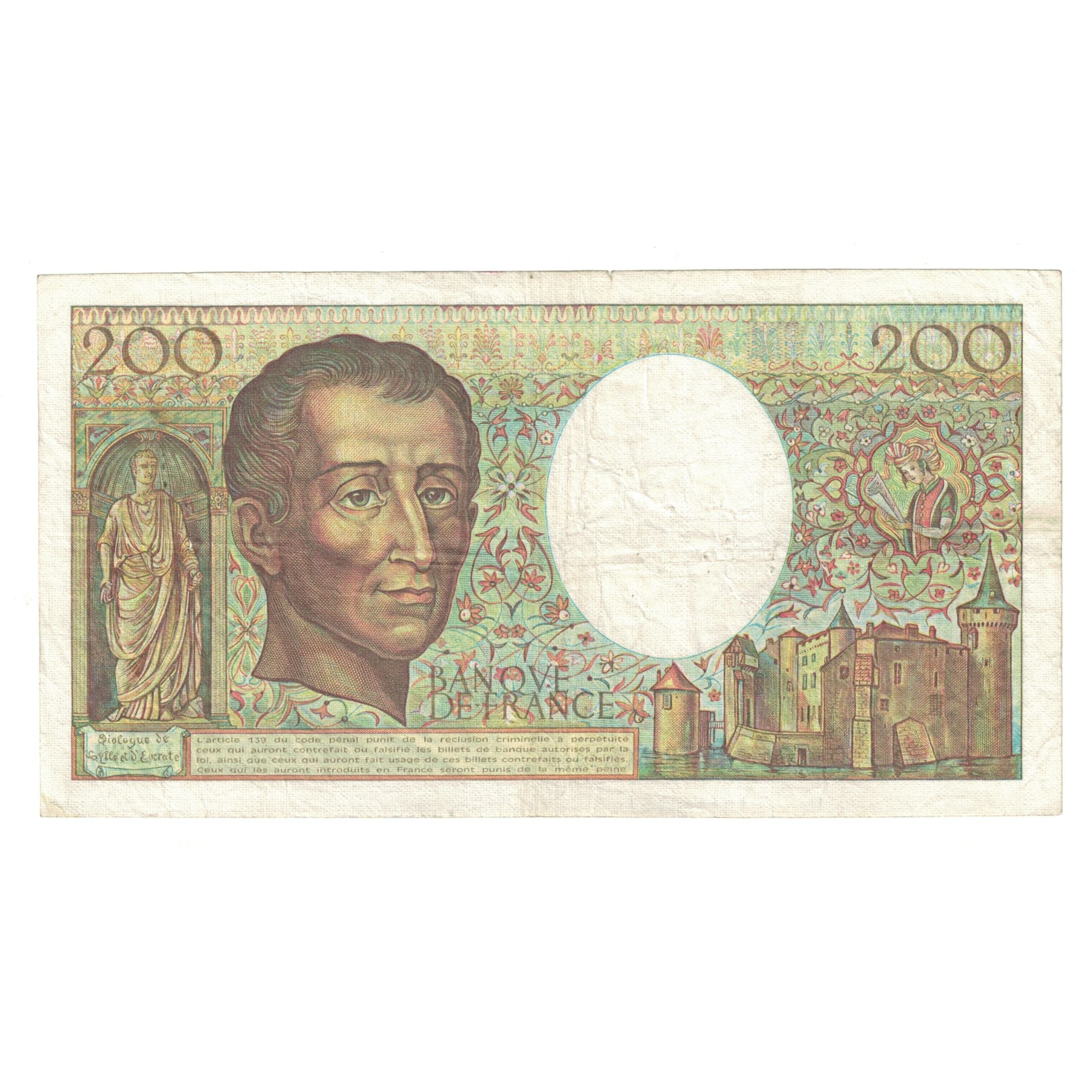 Francia, 200 Francs, Montesquieu, 1985, D.033 443814, BC+, Fayette:70.5, KM:155a