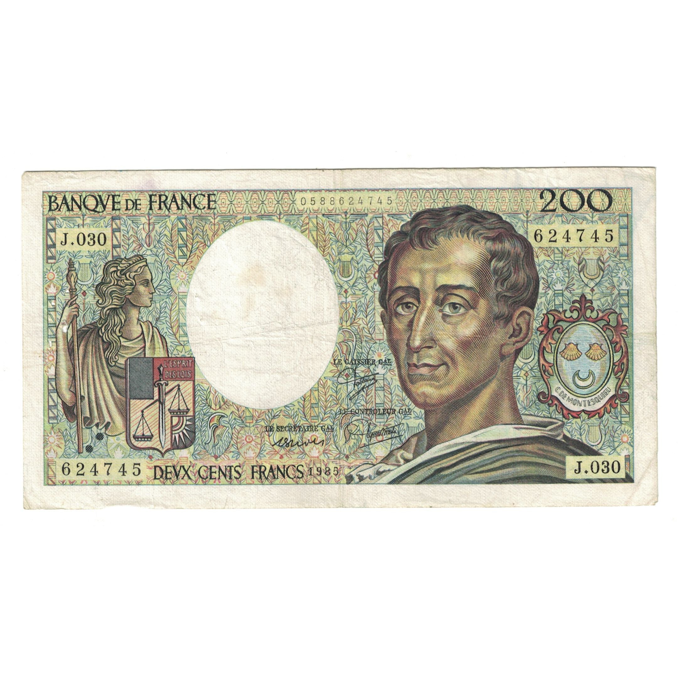 Francja, 200 Francs, Montesquieu, 1985, J.030 624745, VF(30-35), Fayette:70.5