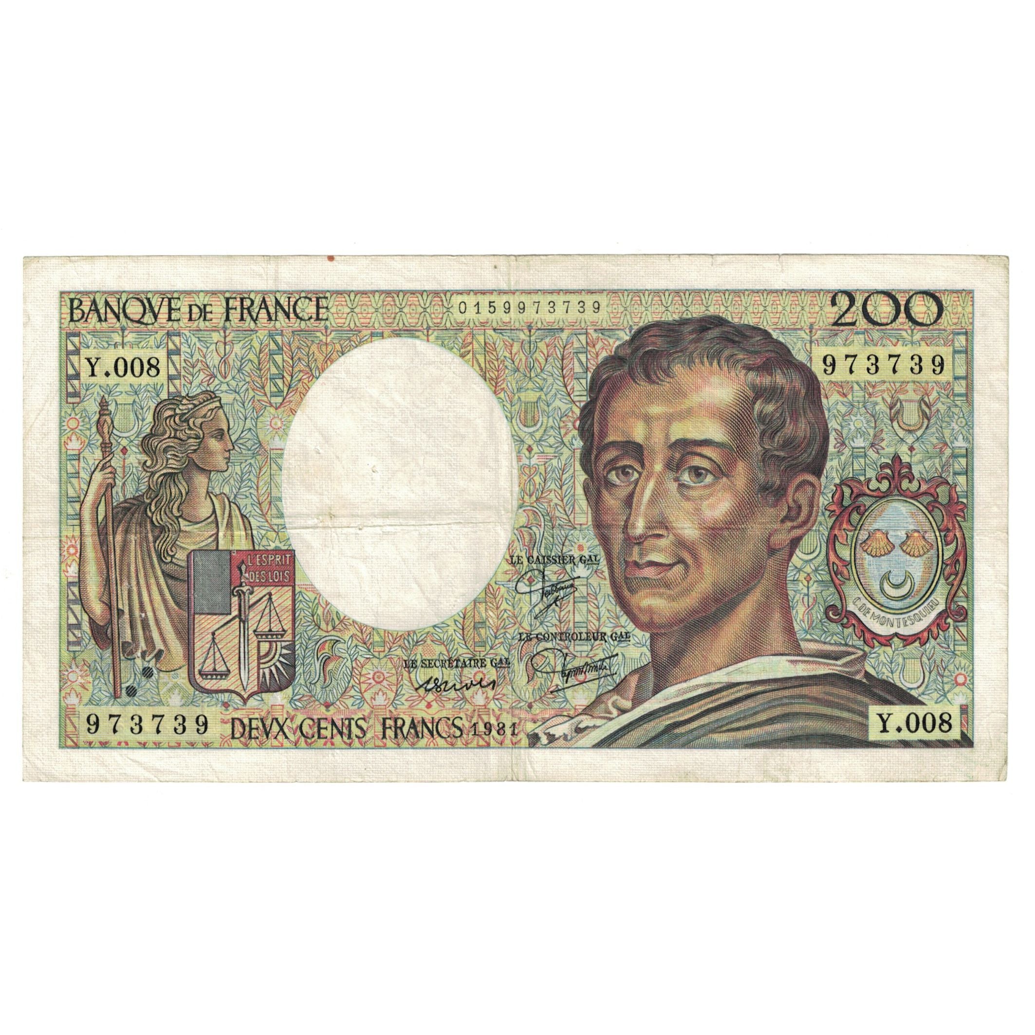 France, 200 Francs, Montesquieu, 1981, Y.008 973739, VF(30-35), Fayette:70.1