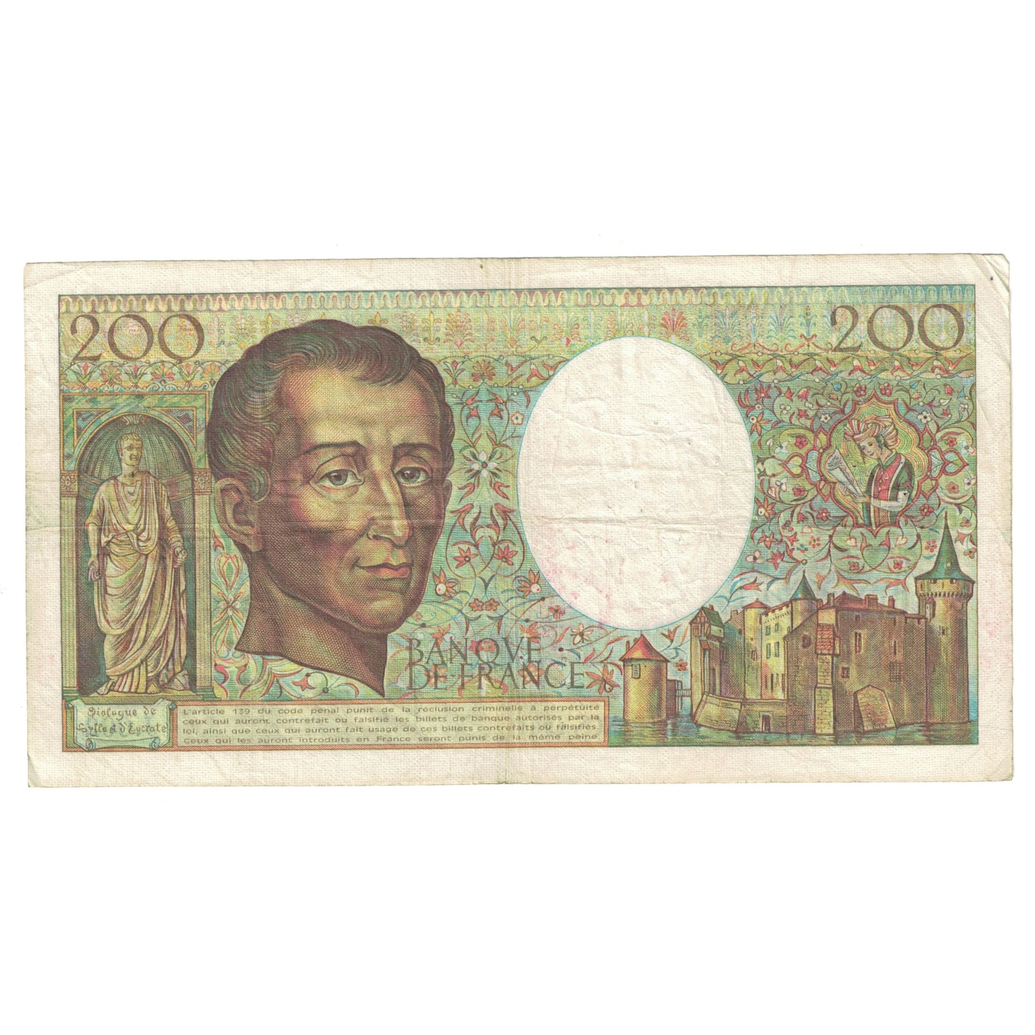 Francia, 200 Francs, Montesquieu, 1981, J.002 113308, BC+, Fayette:70.1, KM:155a